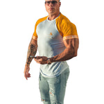 LifyLife - White/Yellow T- Shirt for Men - Sarman Fashion - Wholesale Clothing Fashion Brand for Men from Canada