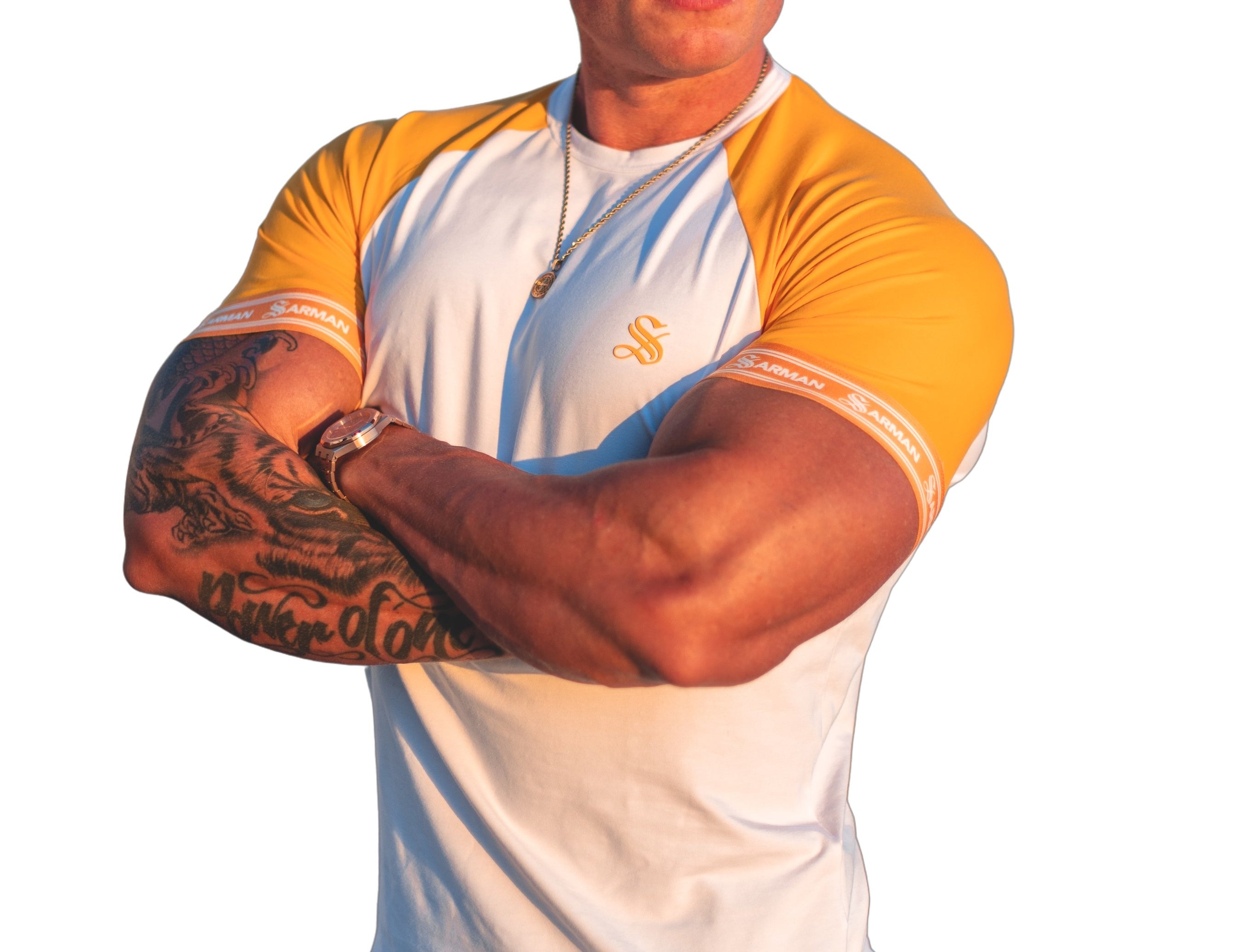 LifyLife - White/Yellow T- Shirt for Men - Sarman Fashion - Wholesale Clothing Fashion Brand for Men from Canada