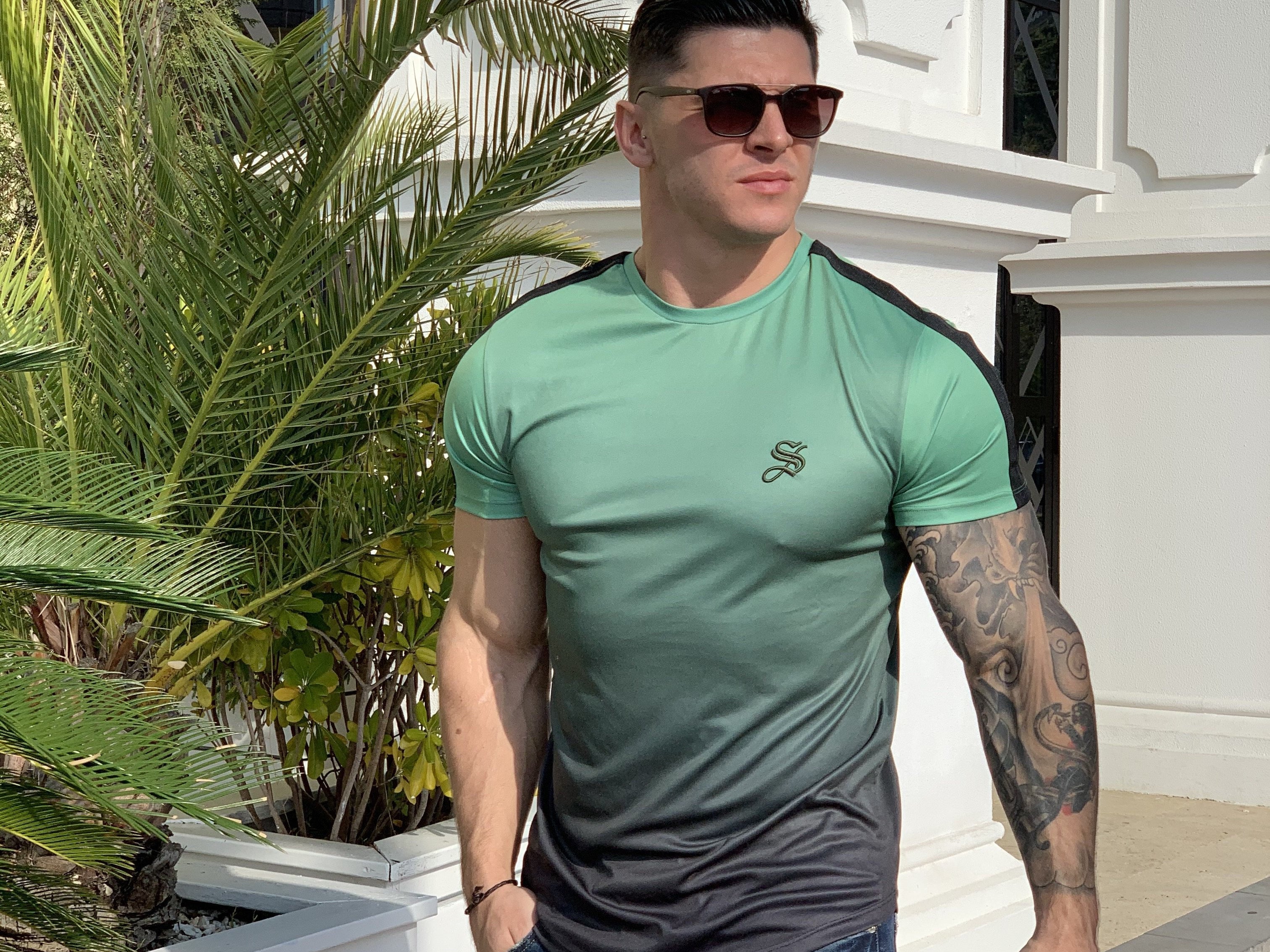 Lizard - Khaki Green/Black T-shirt for Men (PRE-ORDER DISPATCH DATE 1 JUIN 2021) - Sarman Fashion - Wholesale Clothing Fashion Brand for Men from Canada