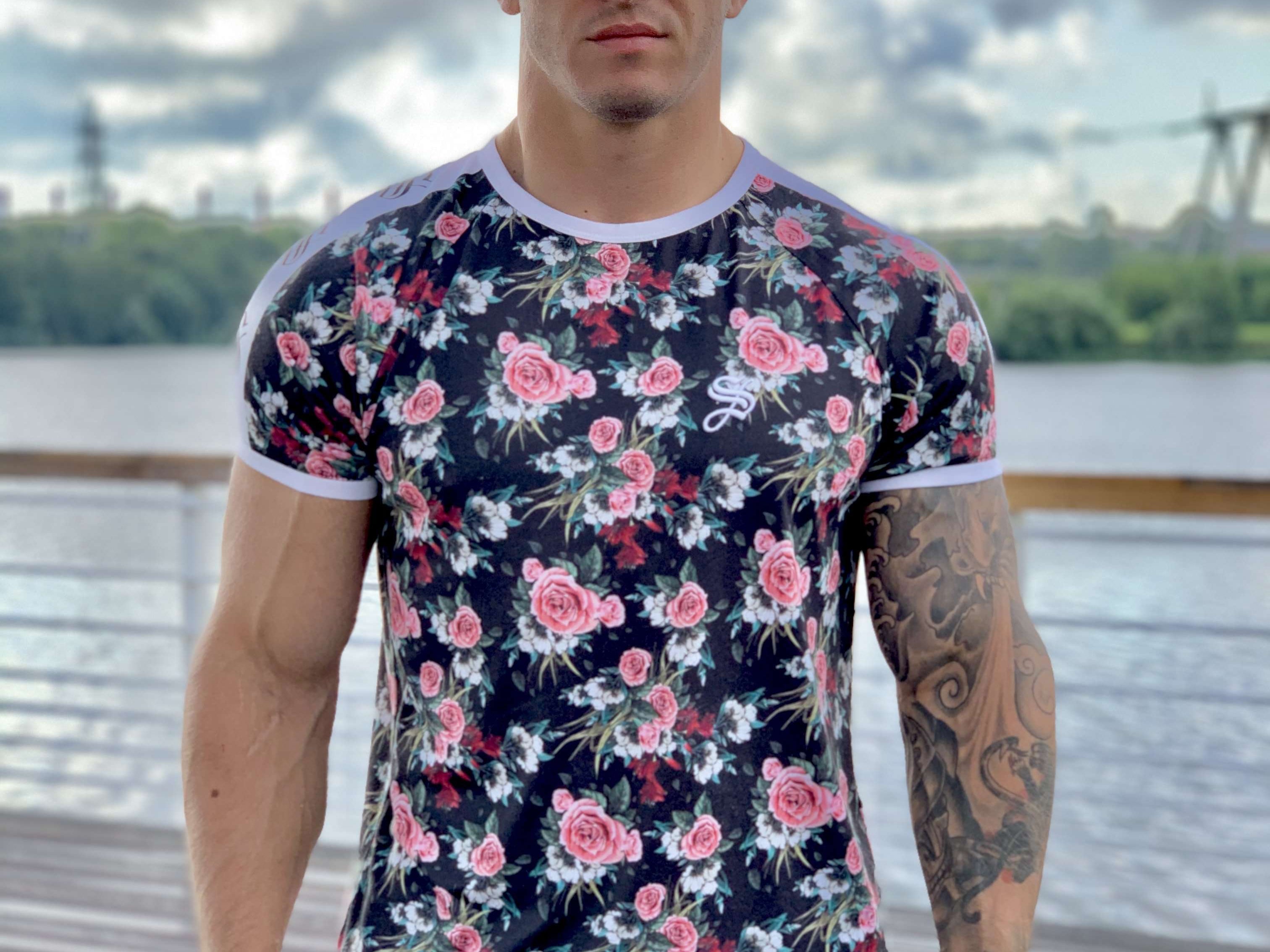 mens flower t shirt