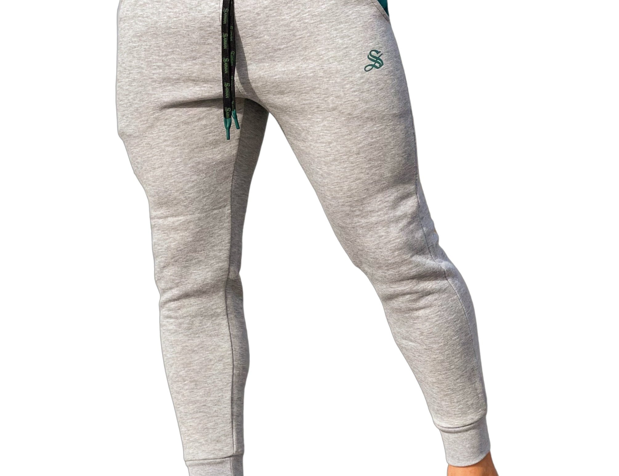 Matata - Grey/Green Track Pant for Men - Sarman Fashion - Wholesale Clothing Fashion Brand for Men from Canada