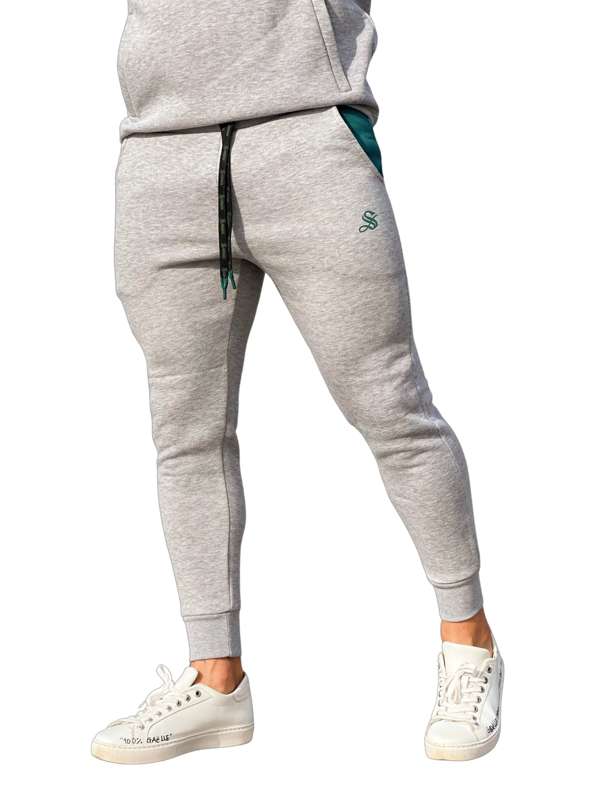 Matata - Grey/Green Track Pant for Men - Sarman Fashion - Wholesale Clothing Fashion Brand for Men from Canada