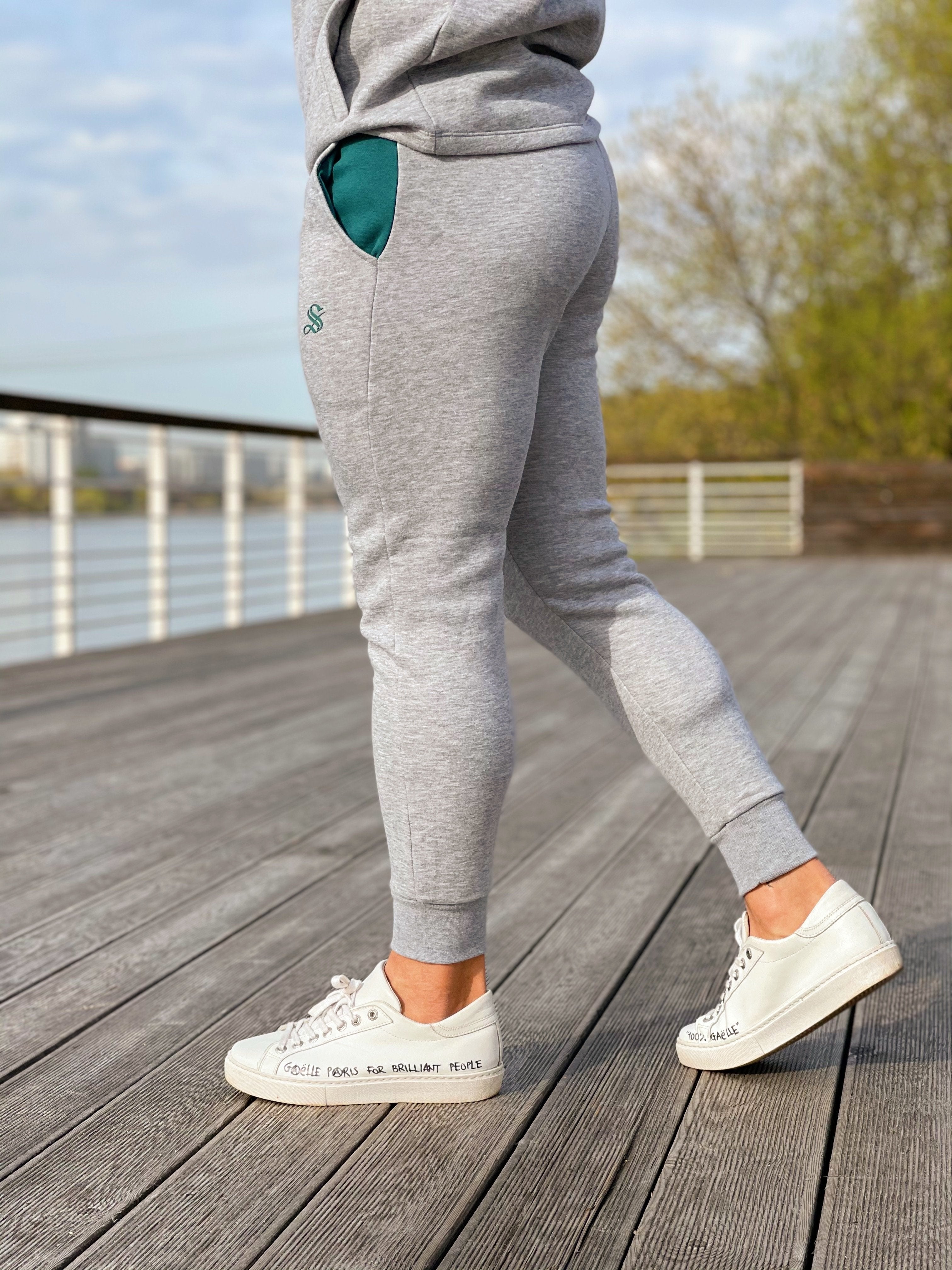 Matata - Grey/Green Track Pant for Men - Sarman Fashion - Wholesale Clothing Fashion Brand for Men from Canada