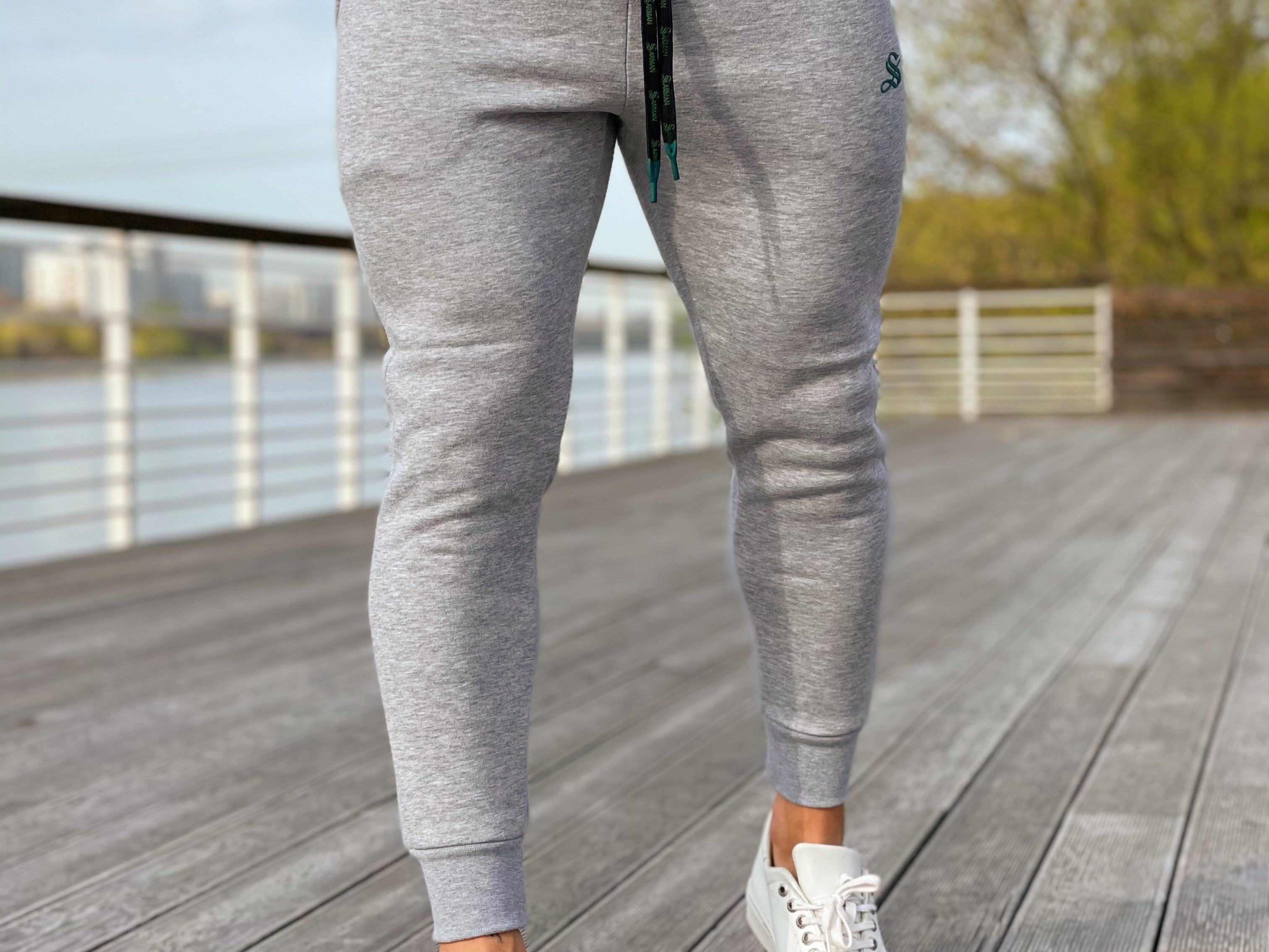 Matata - Grey/Green Track Pant for Men - Sarman Fashion - Wholesale Clothing Fashion Brand for Men from Canada