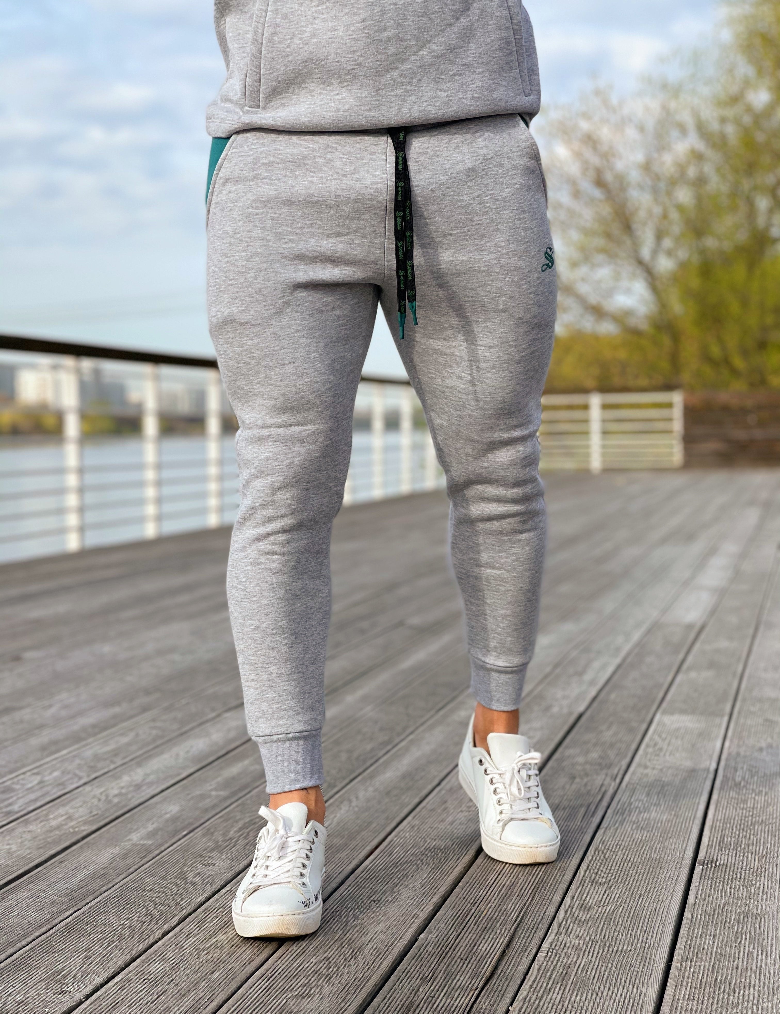 Matata - Grey/Green Track Pant for Men - Sarman Fashion - Wholesale Clothing Fashion Brand for Men from Canada