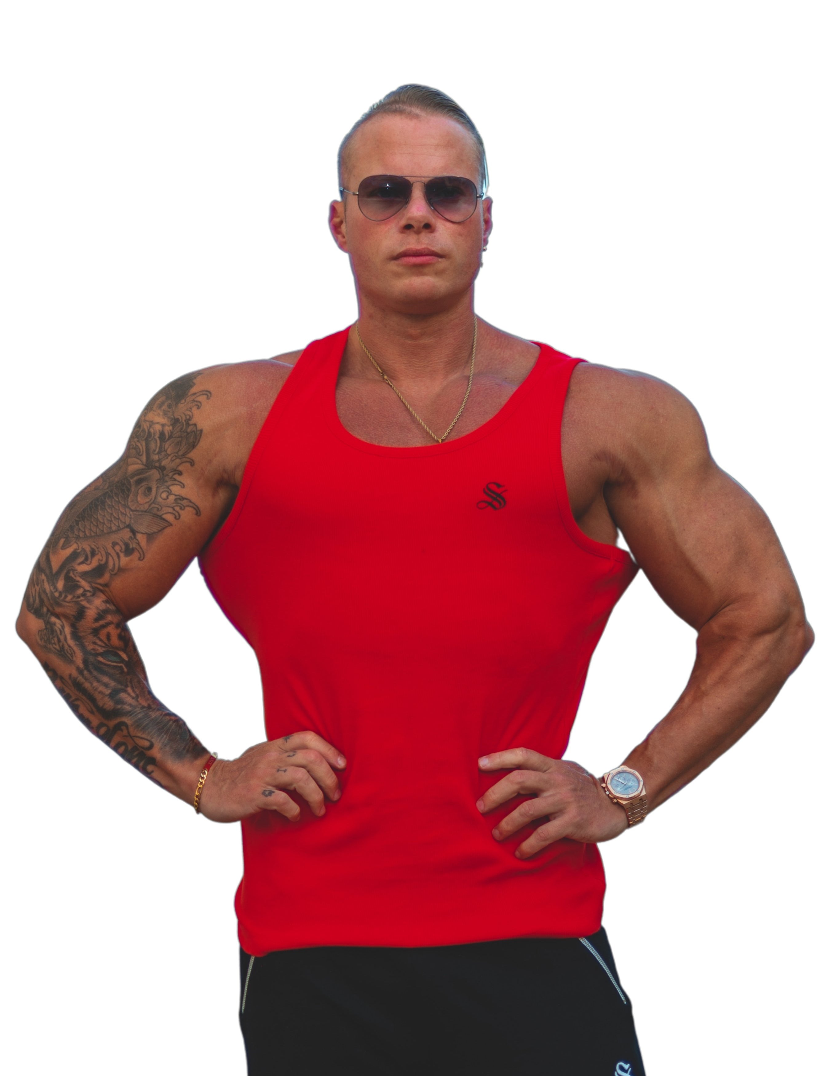 Mawada - Red Tank Top for Men - Sarman Fashion - Wholesale Clothing Fashion Brand for Men from Canada