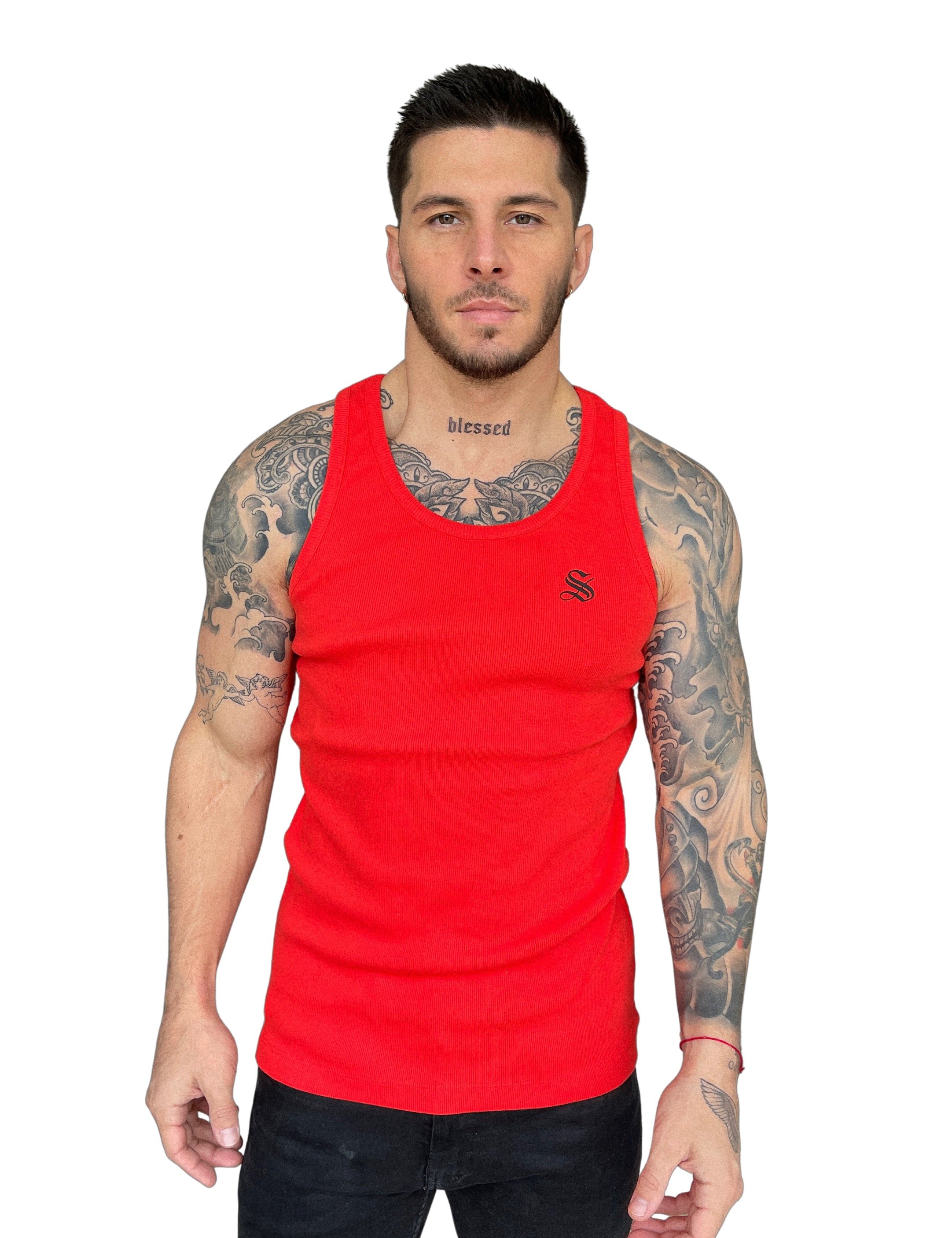 Mawada - Red Tank Top for Men - Sarman Fashion - Wholesale Clothing Fashion Brand for Men from Canada