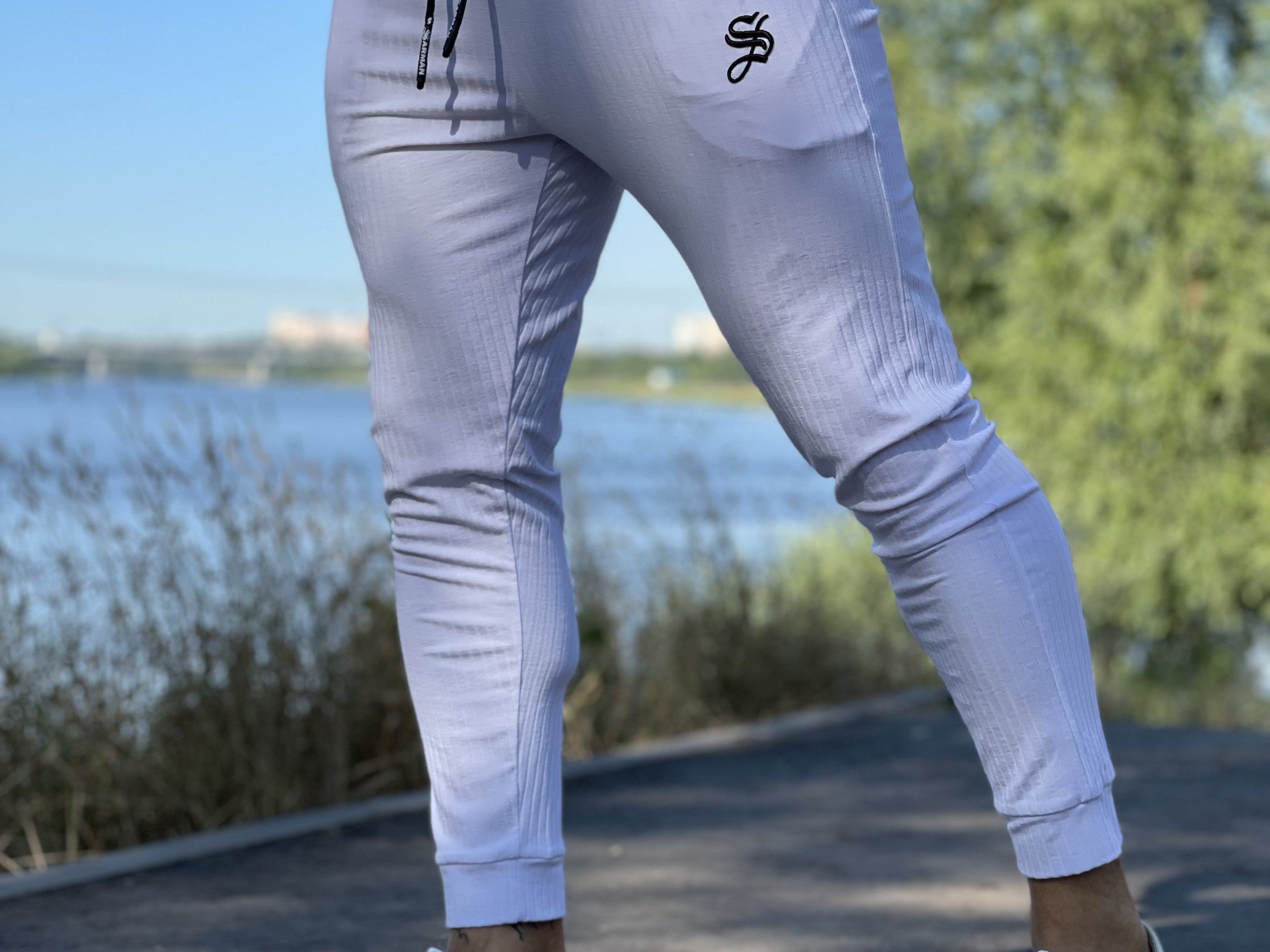 Mendoza - White Joggers for Men - Sarman Fashion - Wholesale Clothing Fashion Brand for Men from Canada
