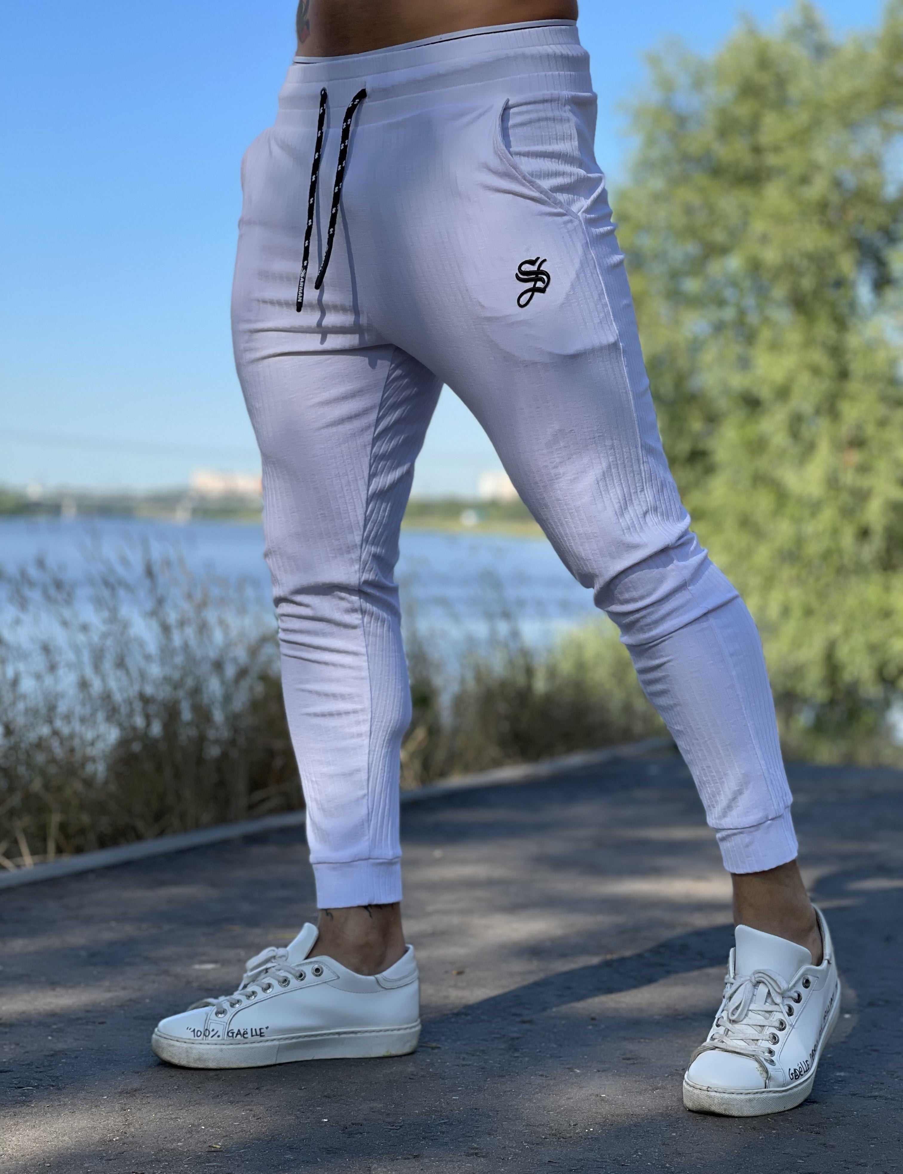 Mendoza - White Joggers for Men - Sarman Fashion - Wholesale Clothing Fashion Brand for Men from Canada