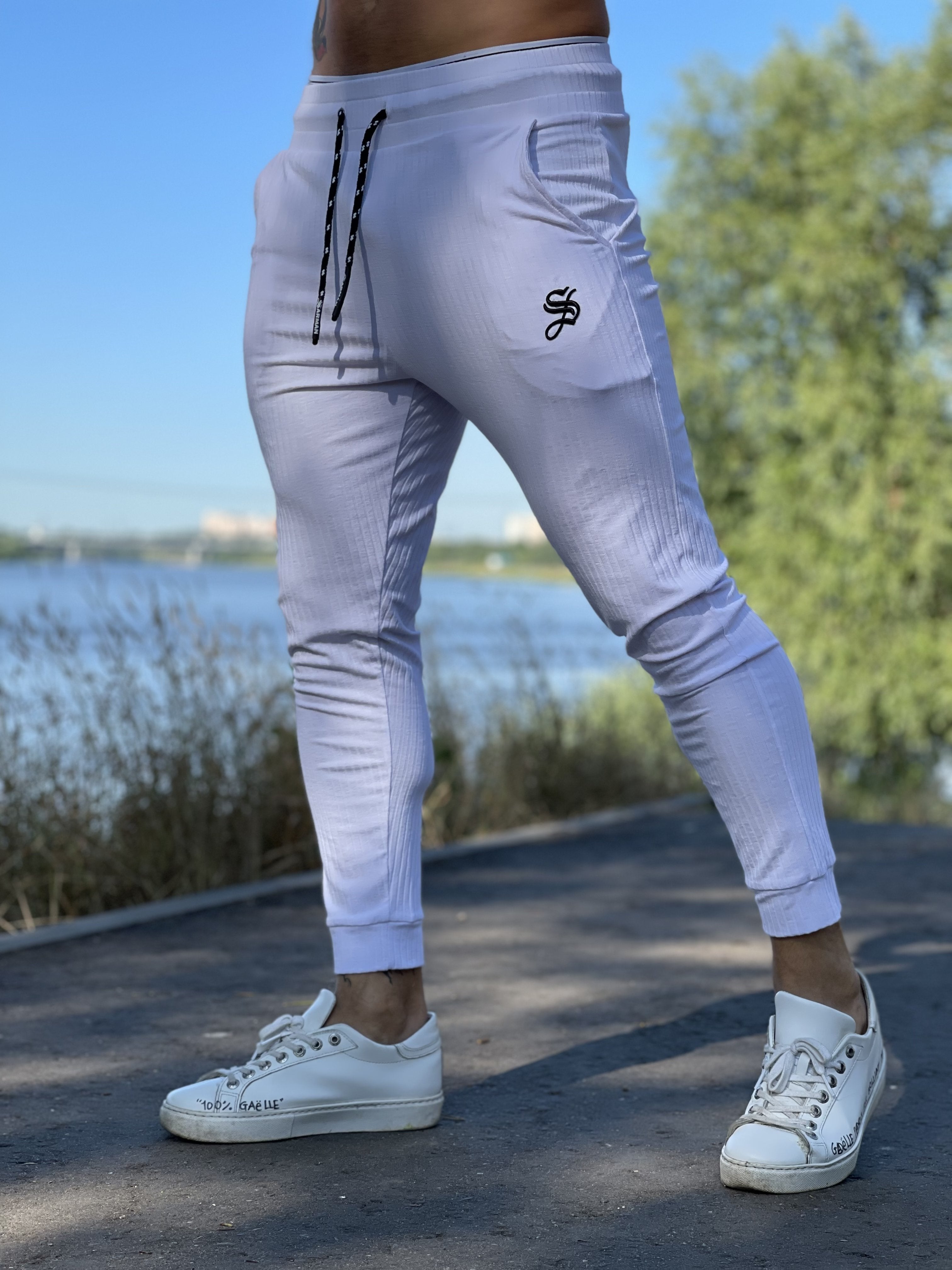 Mendoza - White Joggers for Men - Sarman Fashion - Wholesale Clothing Fashion Brand for Men from Canada