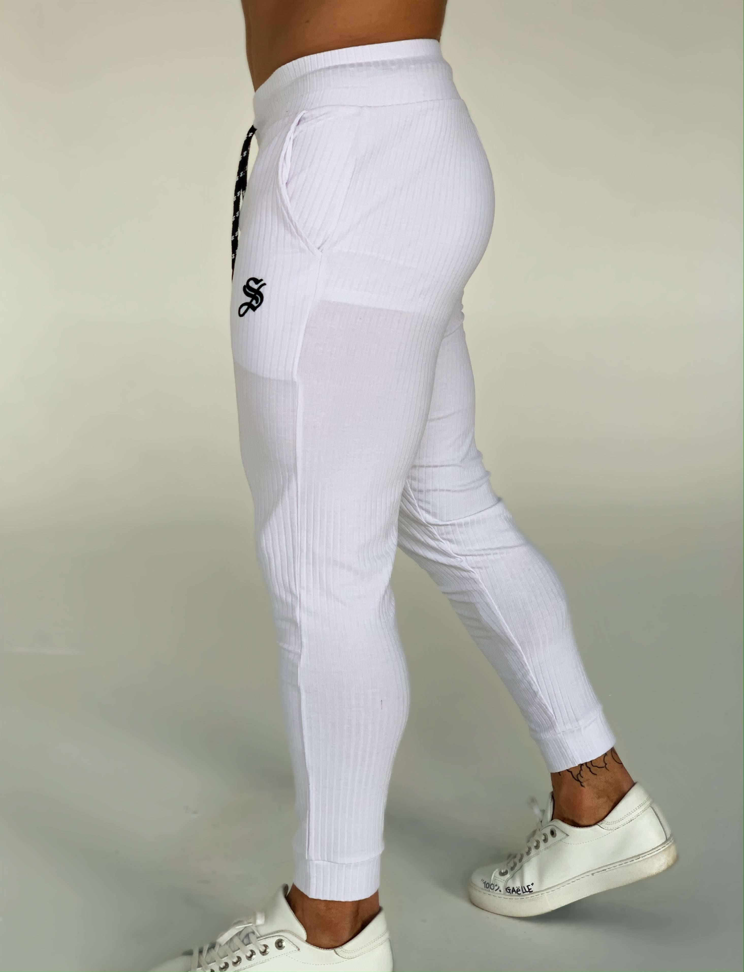 Mendoza - White Joggers for Men (PRE-ORDER DISPATCH DATE 1 JUIN 2021) - Sarman Fashion - Wholesale Clothing Fashion Brand for Men from Canada