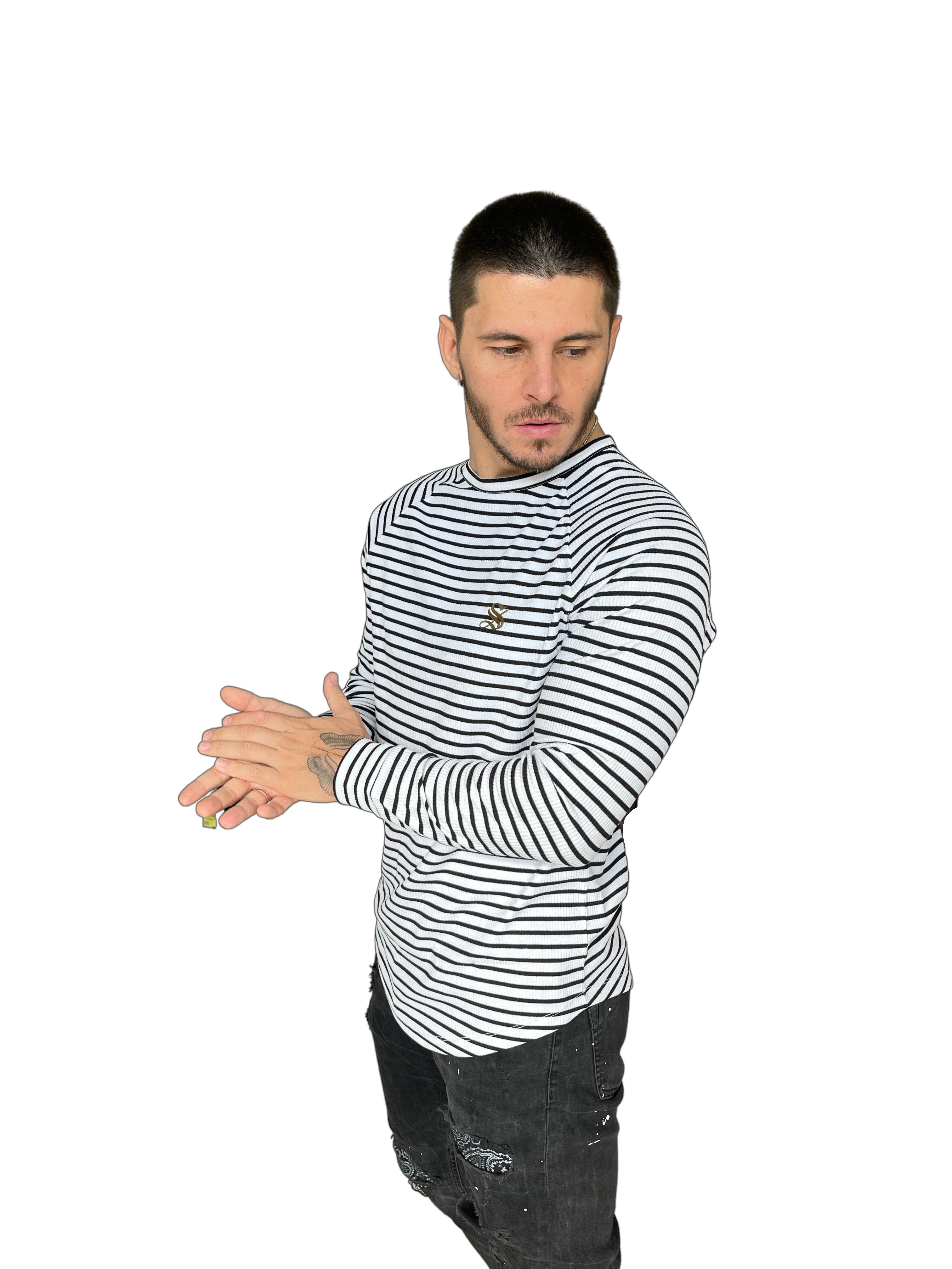 Mister Wonderful - Black/White Long Sleeve shirt for Men - Sarman Fashion - Wholesale Clothing Fashion Brand for Men from Canada