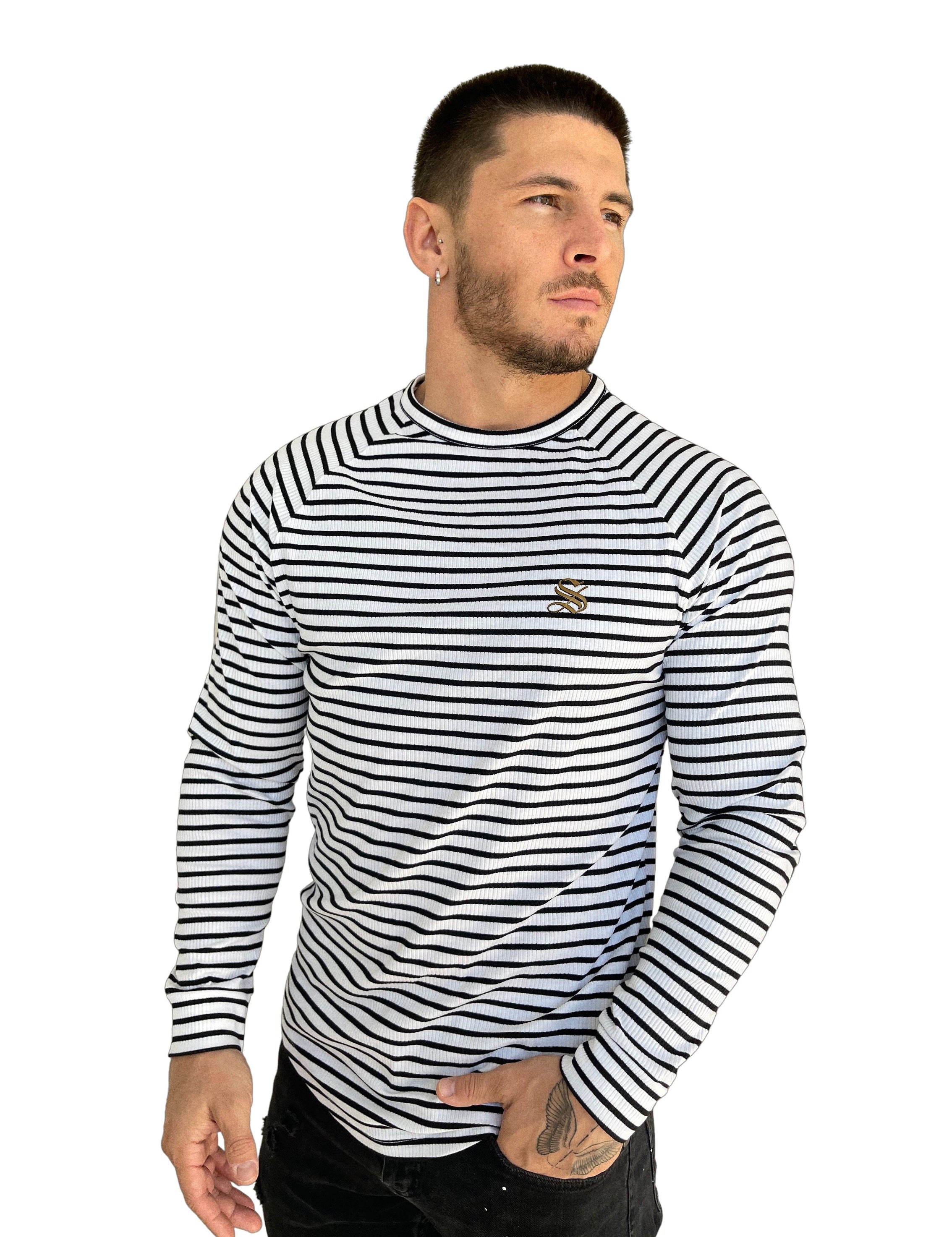 Mister Wonderful - Black/White Long Sleeve shirt for Men - Sarman Fashion - Wholesale Clothing Fashion Brand for Men from Canada