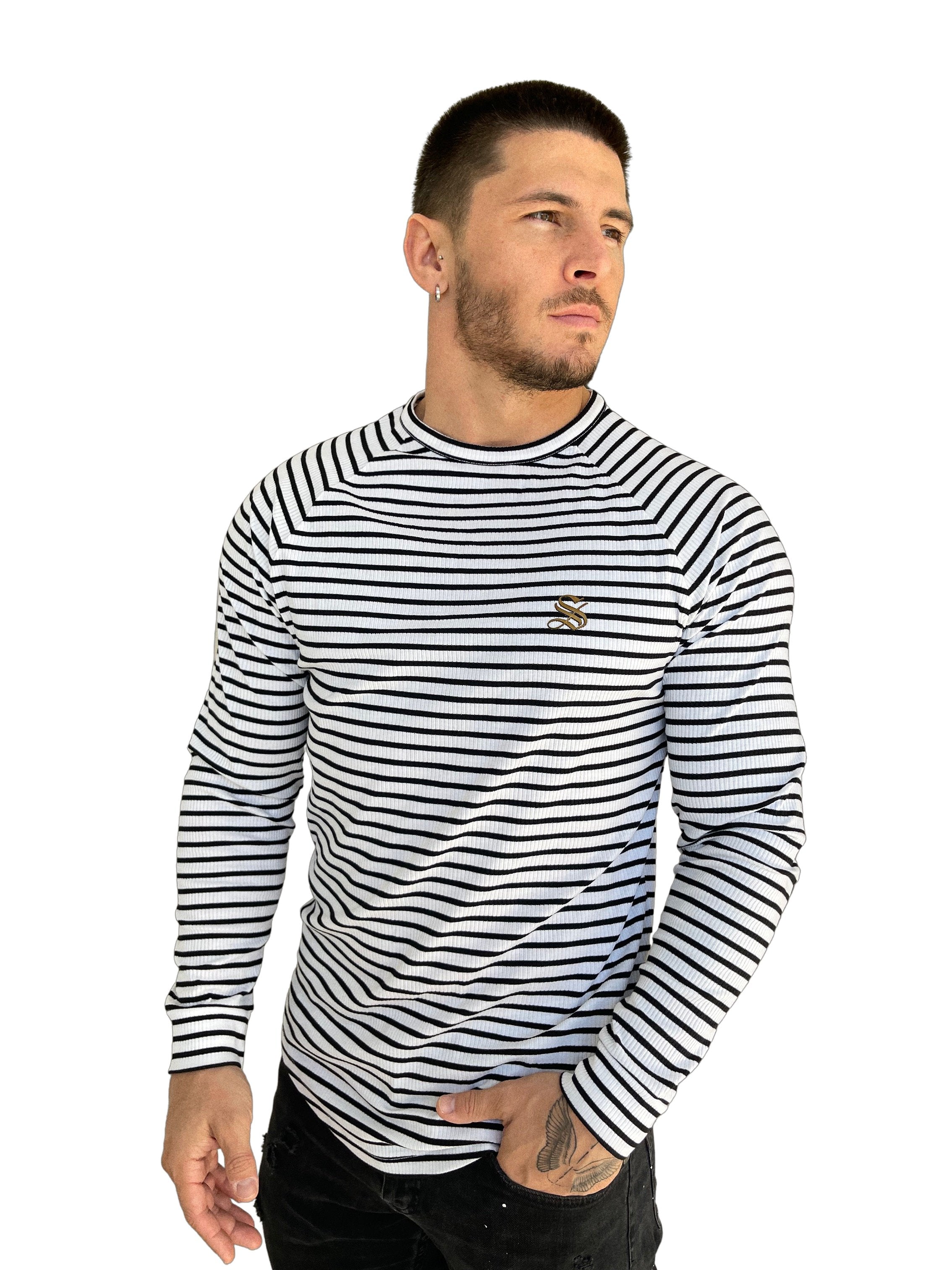 Mister Wonderful - Black/White Long Sleeve shirt for Men - Sarman Fashion - Wholesale Clothing Fashion Brand for Men from Canada