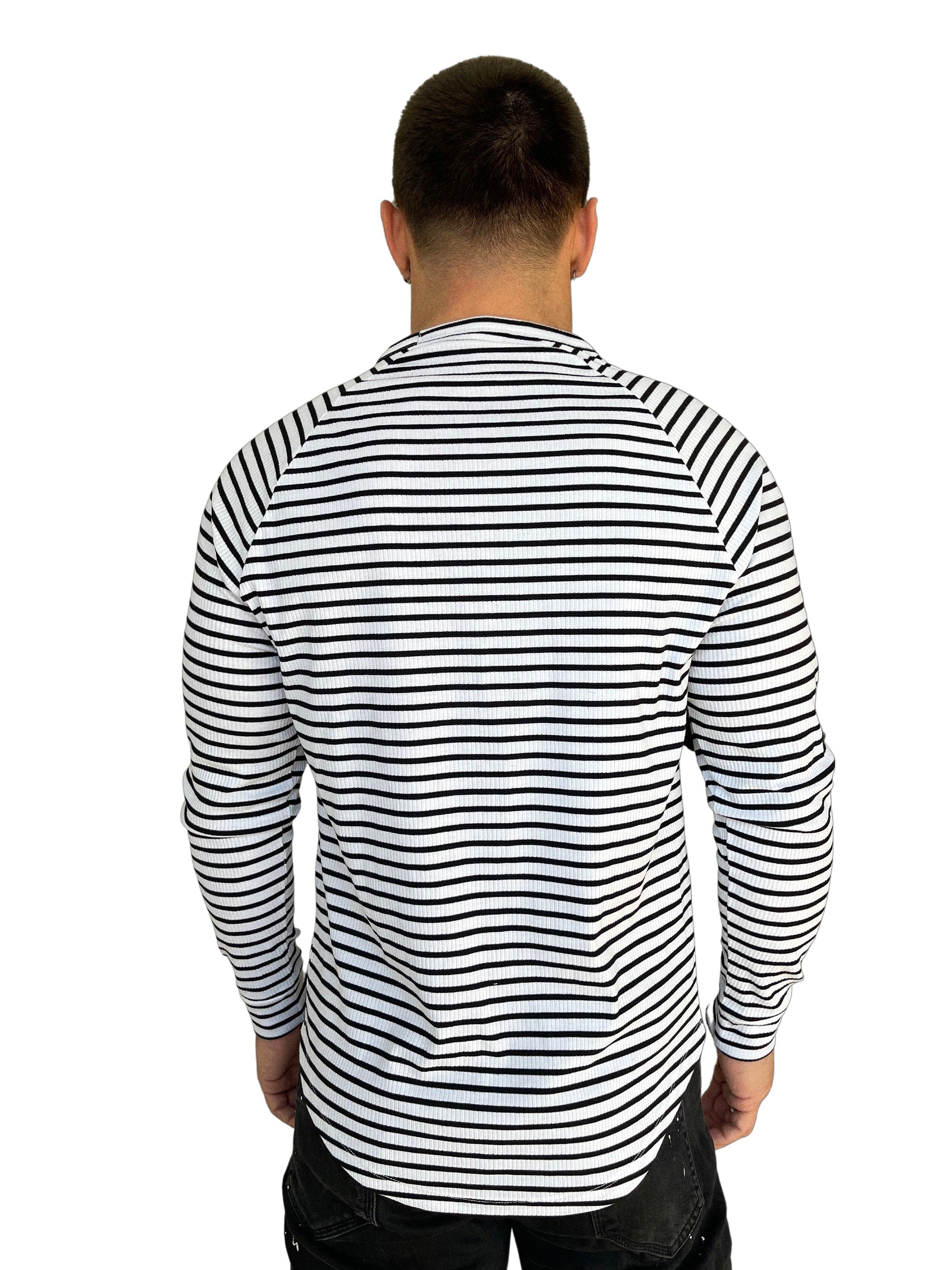 Mister Wonderful - Black/White Long Sleeve shirt for Men - Sarman Fashion - Wholesale Clothing Fashion Brand for Men from Canada
