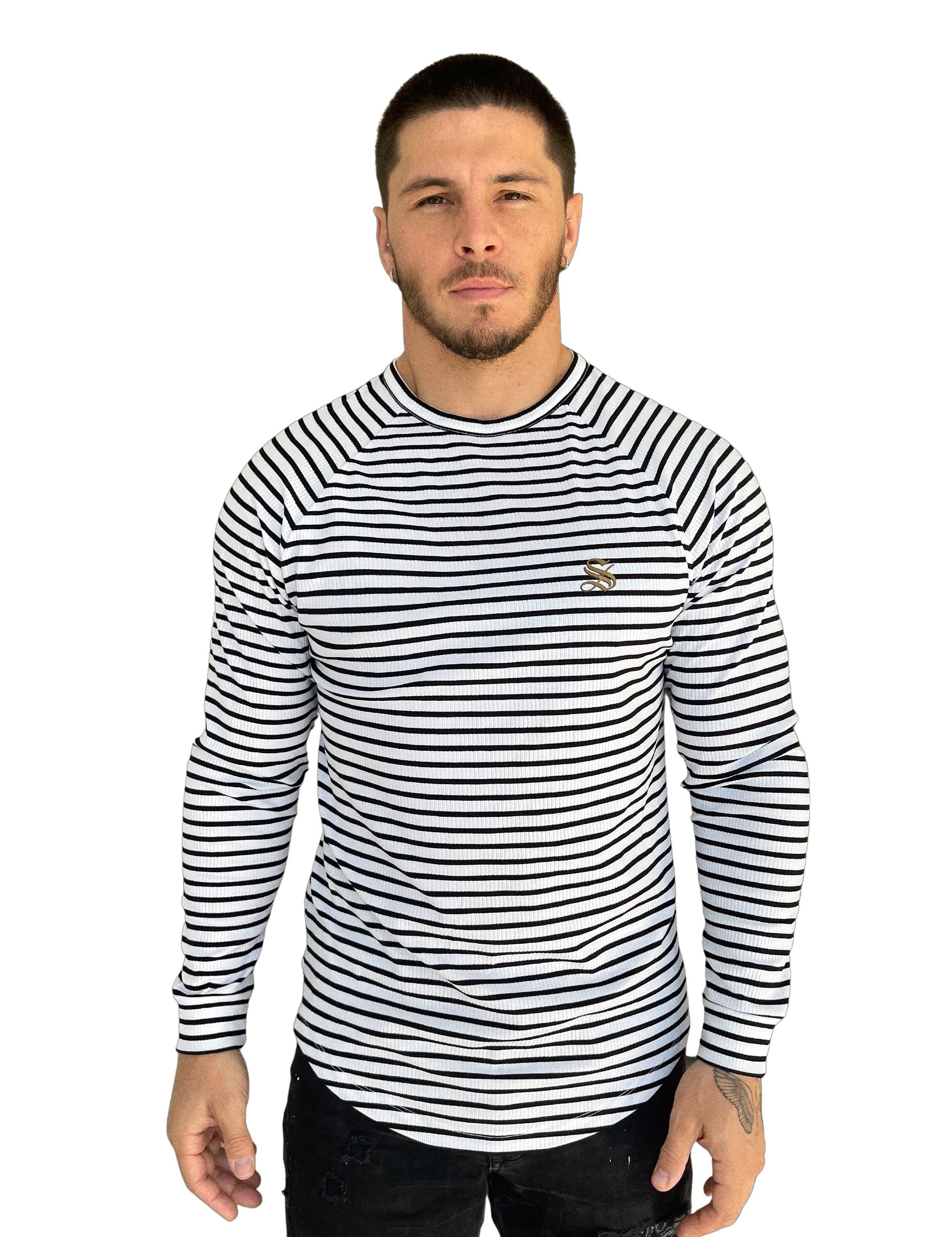 Mister Wonderful - Black/White Long Sleeve shirt for Men - Sarman Fashion - Wholesale Clothing Fashion Brand for Men from Canada