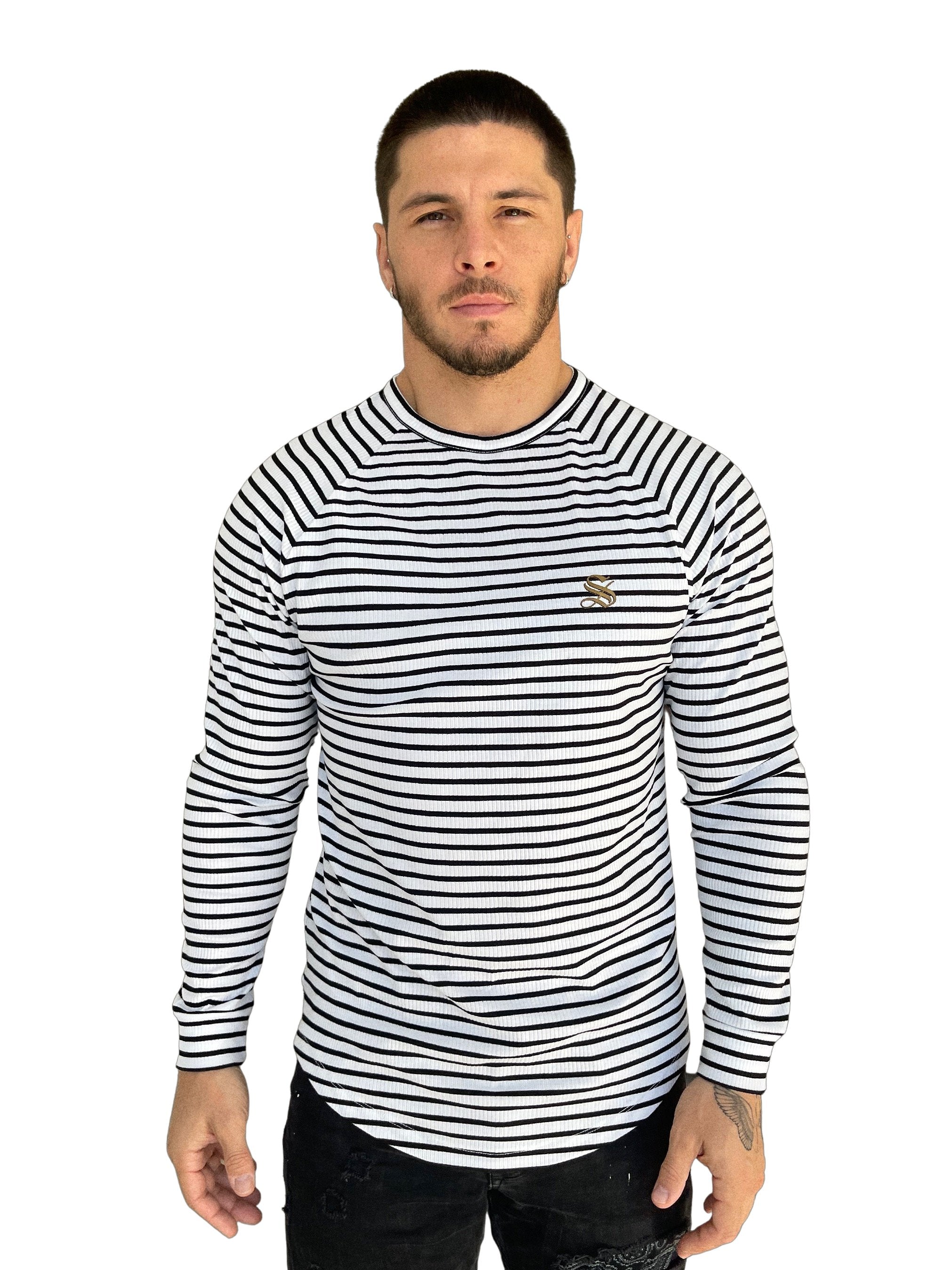 Mister Wonderful - Black/White Long Sleeve shirt for Men - Sarman Fashion - Wholesale Clothing Fashion Brand for Men from Canada