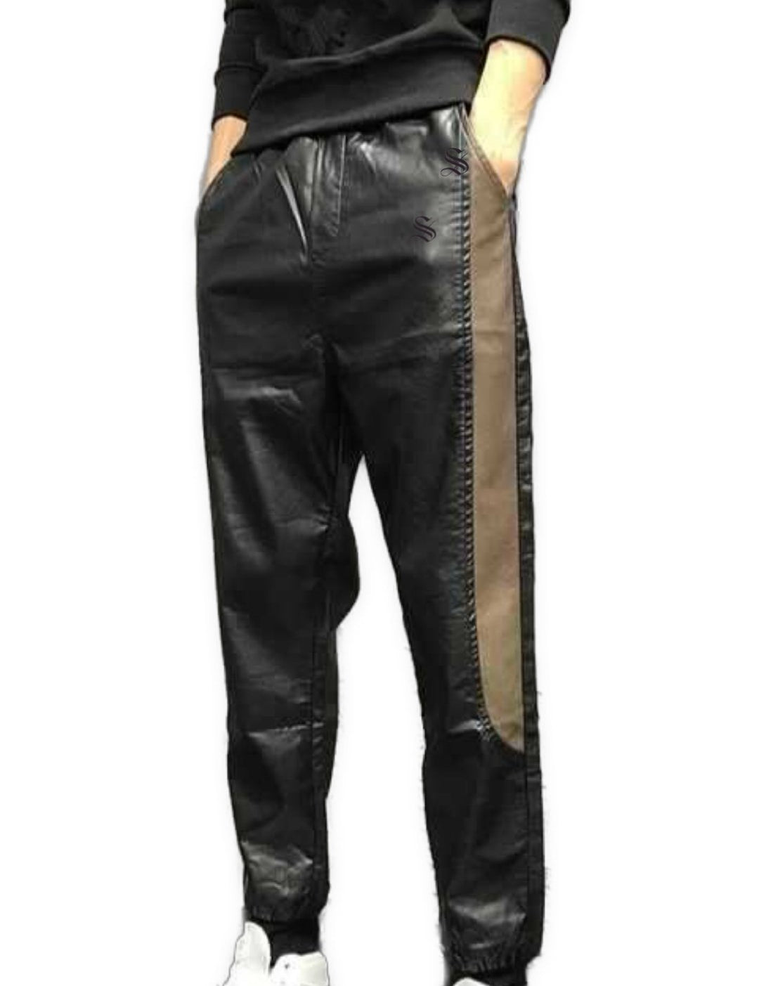 Mongol - Black Pu-Leather Pant’s for Men - Sarman Fashion - Wholesale Clothing Fashion Brand for Men from Canada