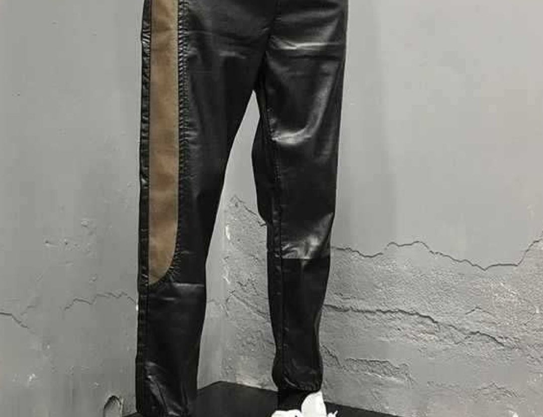 Mongol - Black Pu-Leather Pant’s for Men - Sarman Fashion - Wholesale Clothing Fashion Brand for Men from Canada