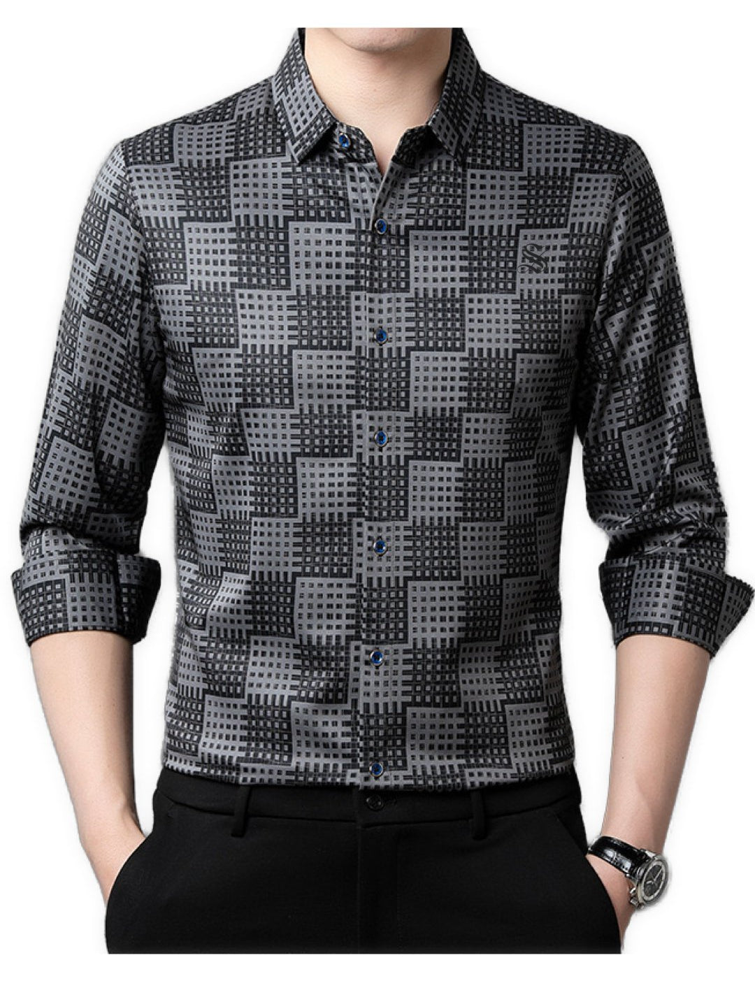 Mulu Square - Long Sleeves Shirt for Men - Sarman Fashion - Wholesale Clothing Fashion Brand for Men from Canada