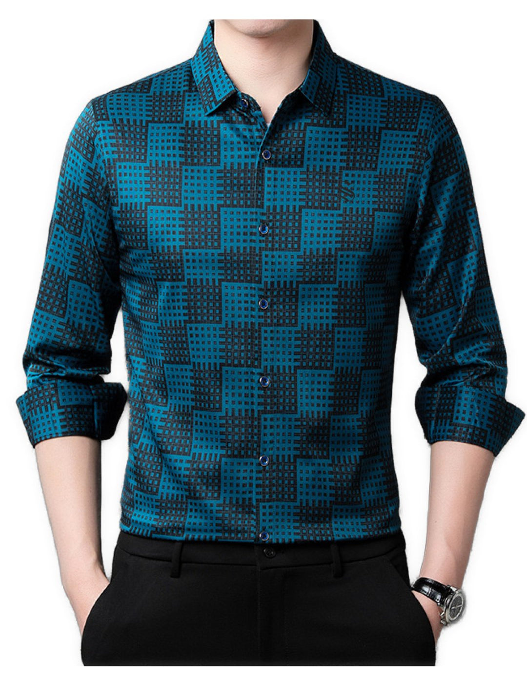 Mulu Square - Long Sleeves Shirt for Men - Sarman Fashion - Wholesale Clothing Fashion Brand for Men from Canada