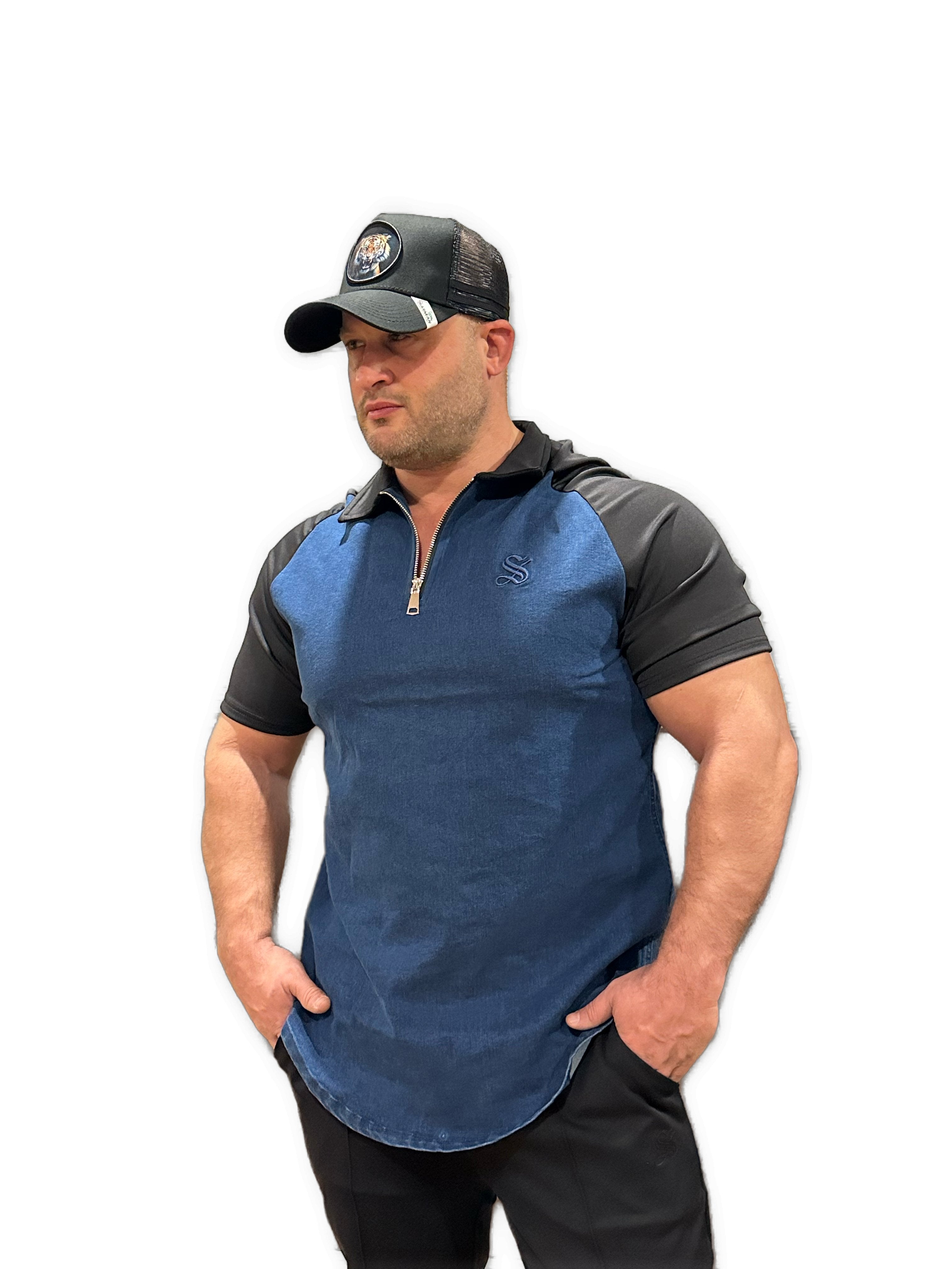 My X - Blue/Black Polo Jeans Shirt for Men - Sarman Fashion - Wholesale Clothing Fashion Brand for Men from Canada