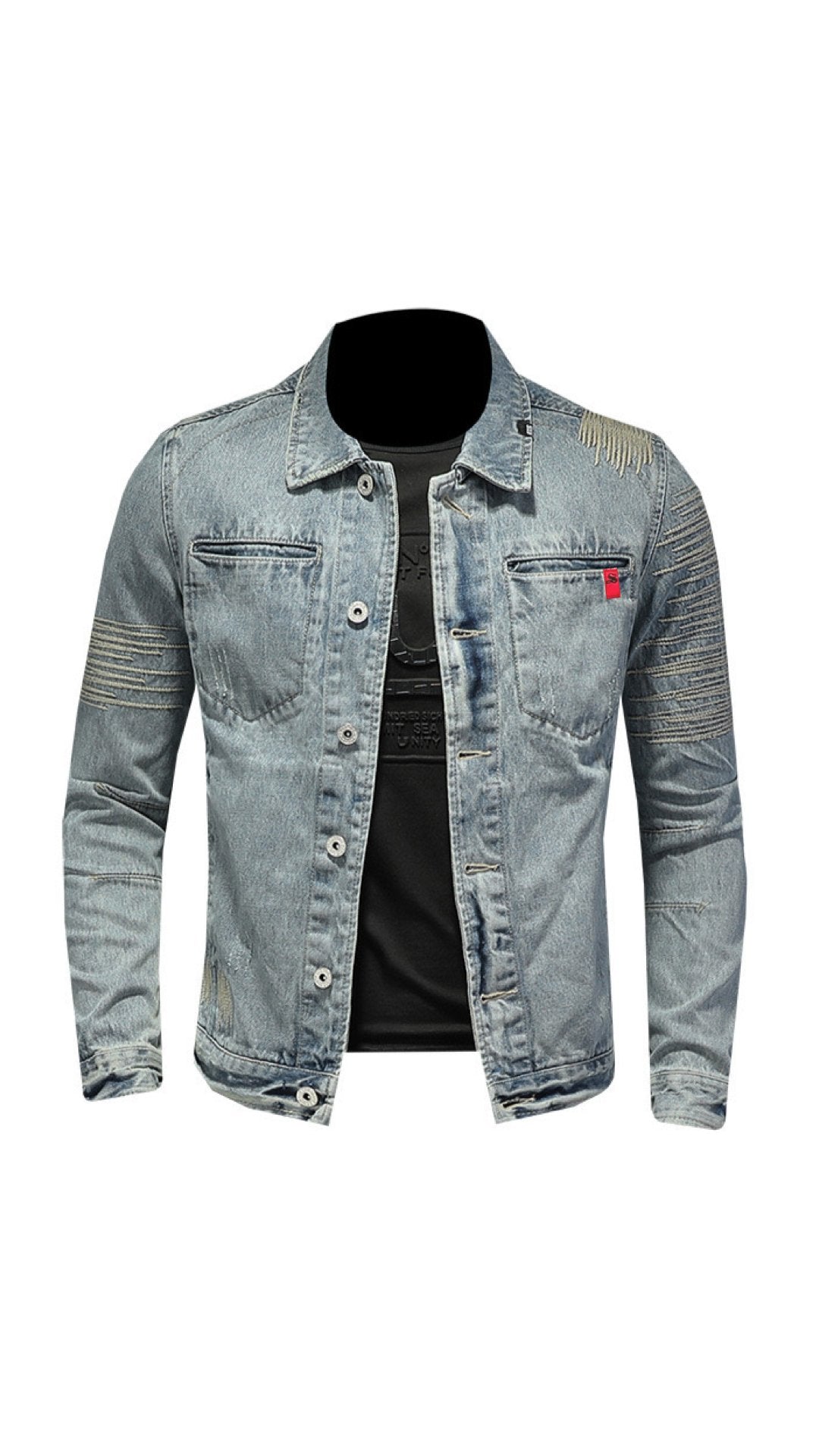 Nogufo 23 - Long Sleeve Jeans Jacket for Men - Sarman Fashion - Wholesale Clothing Fashion Brand for Men from Canada