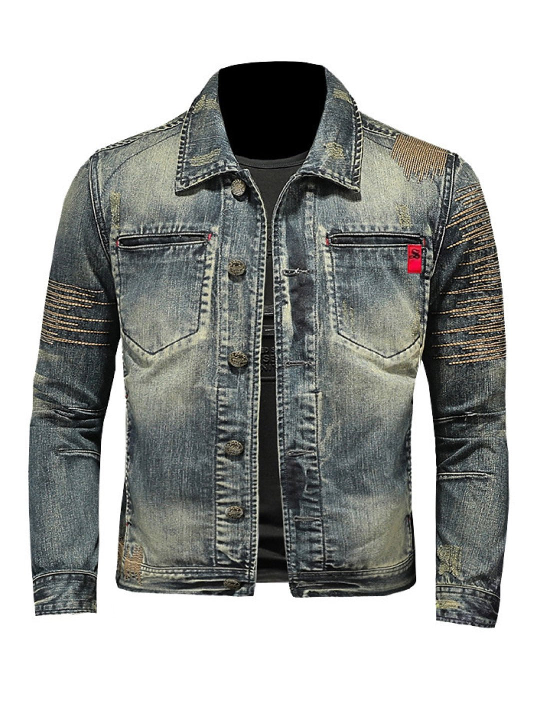 Nogufo - Long Sleeve Jeans Jacket for Men - Sarman Fashion - Wholesale Clothing Fashion Brand for Men from Canada