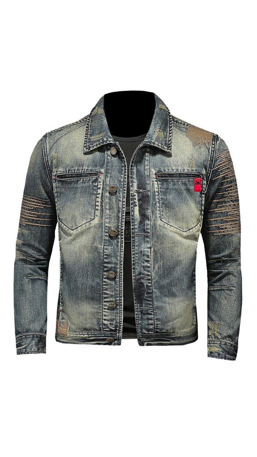 Nogufo - Long Sleeve Jeans Jacket for Men - Sarman Fashion - Wholesale Clothing Fashion Brand for Men from Canada