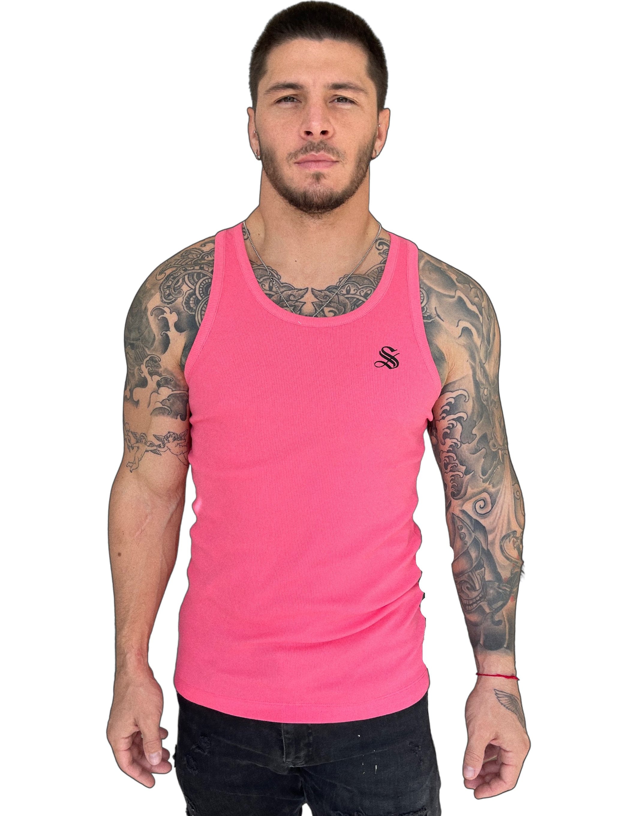 Nosilio - Pink Tank Top for Men - Sarman Fashion - Wholesale Clothing Fashion Brand for Men from Canada