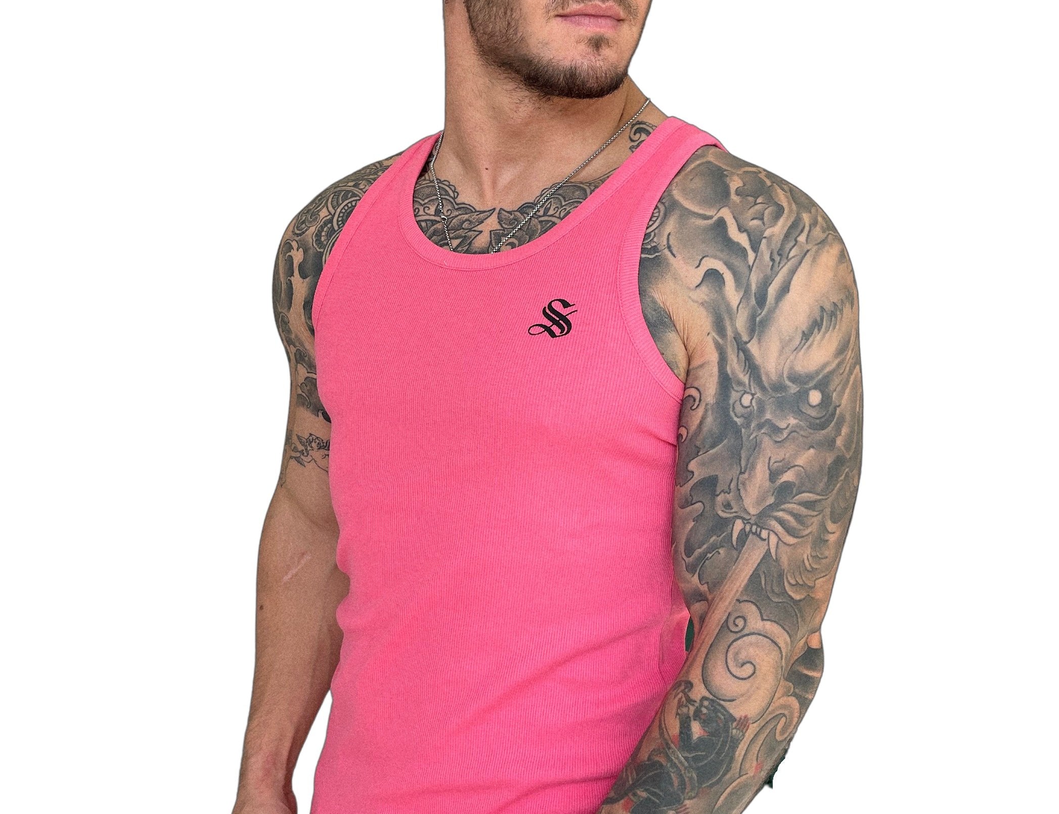 Nosilio - Pink Tank Top for Men - Sarman Fashion - Wholesale Clothing Fashion Brand for Men from Canada