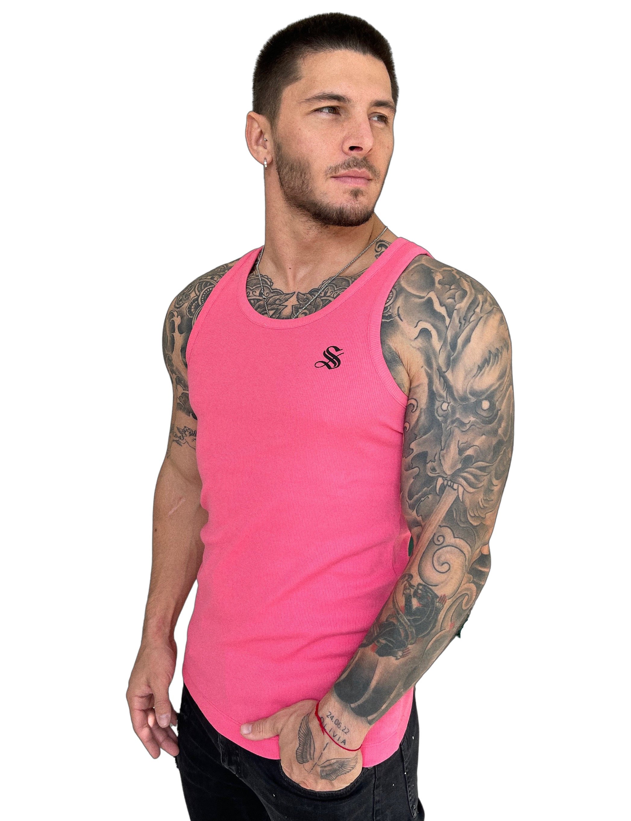Nosilio - Pink Tank Top for Men - Sarman Fashion - Wholesale Clothing Fashion Brand for Men from Canada