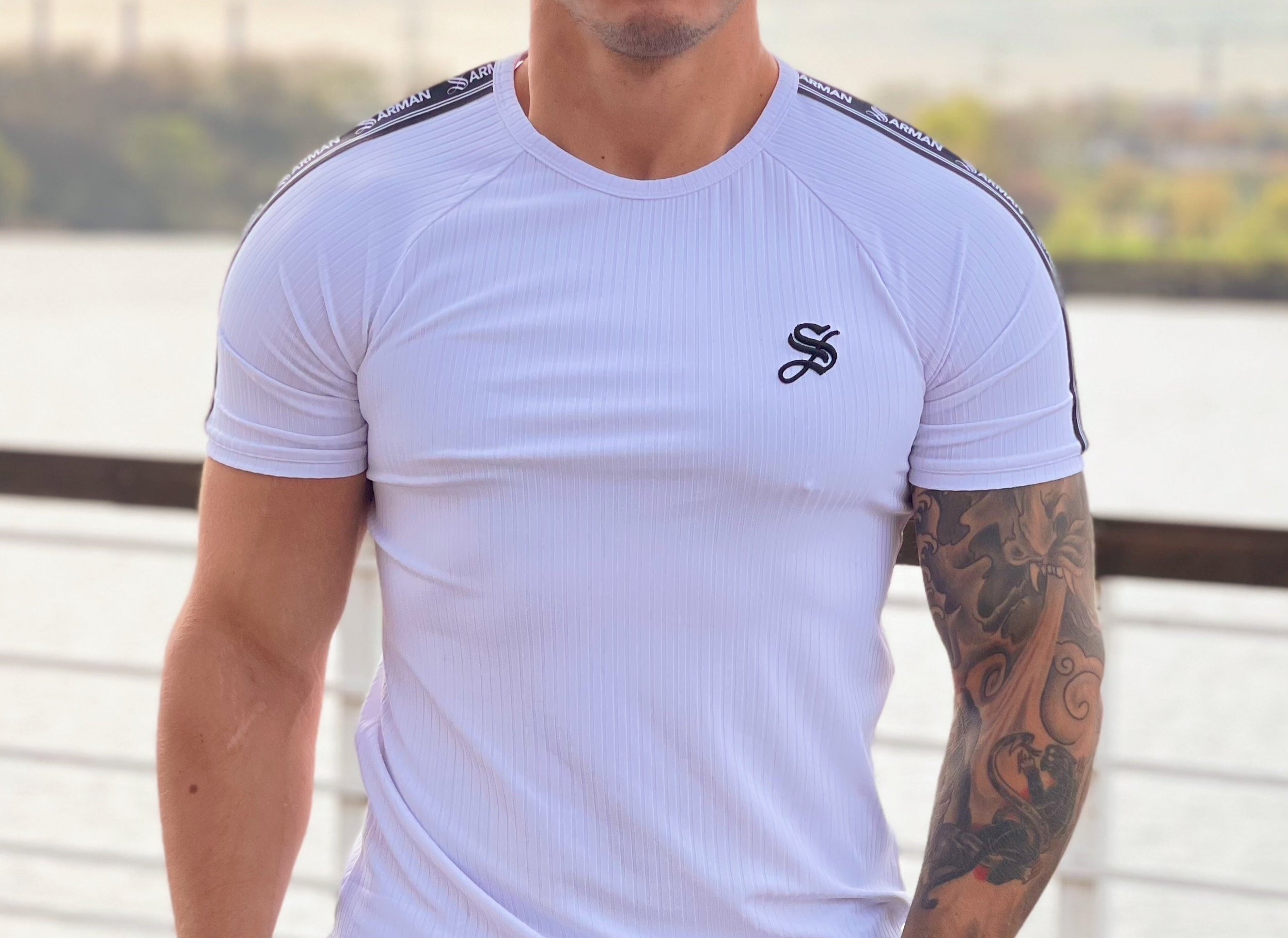 One Half #2 - White T-shirt for Men - Sarman Fashion - Wholesale Clothing Fashion Brand for Men from Canada