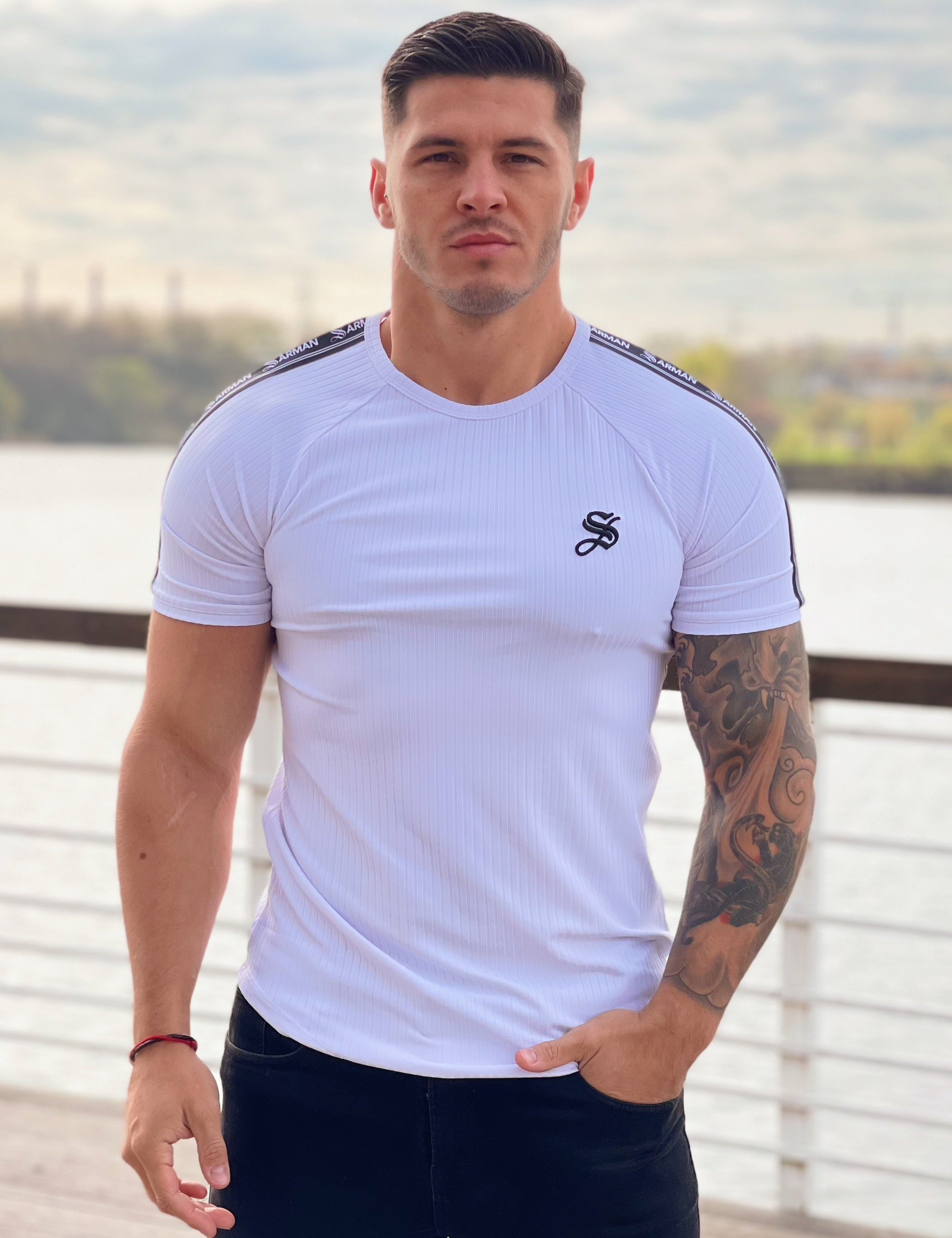 One Half #2 - White T-shirt for Men - Sarman Fashion - Wholesale Clothing Fashion Brand for Men from Canada