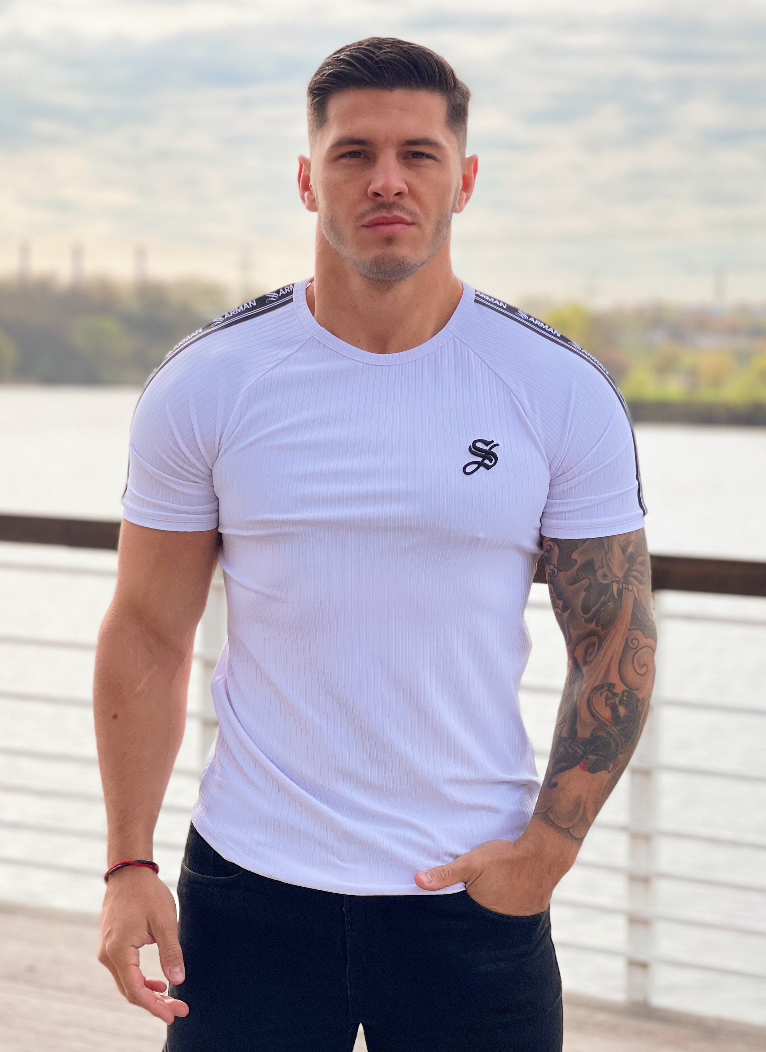 One Half #2 - White T-shirt for Men - Sarman Fashion - Wholesale Clothing Fashion Brand for Men from Canada