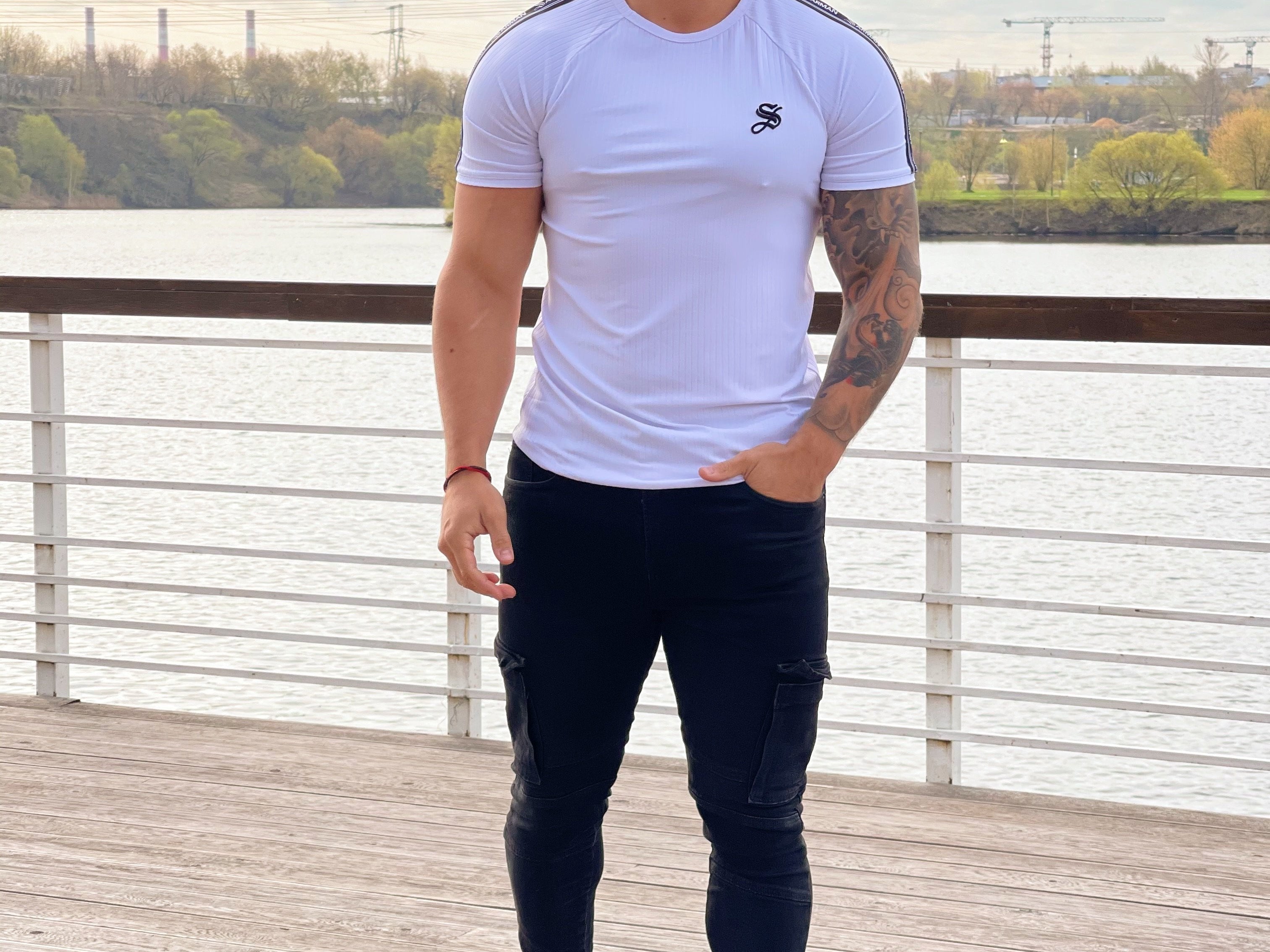 One Half #2 - White T-shirt for Men - Sarman Fashion - Wholesale Clothing Fashion Brand for Men from Canada