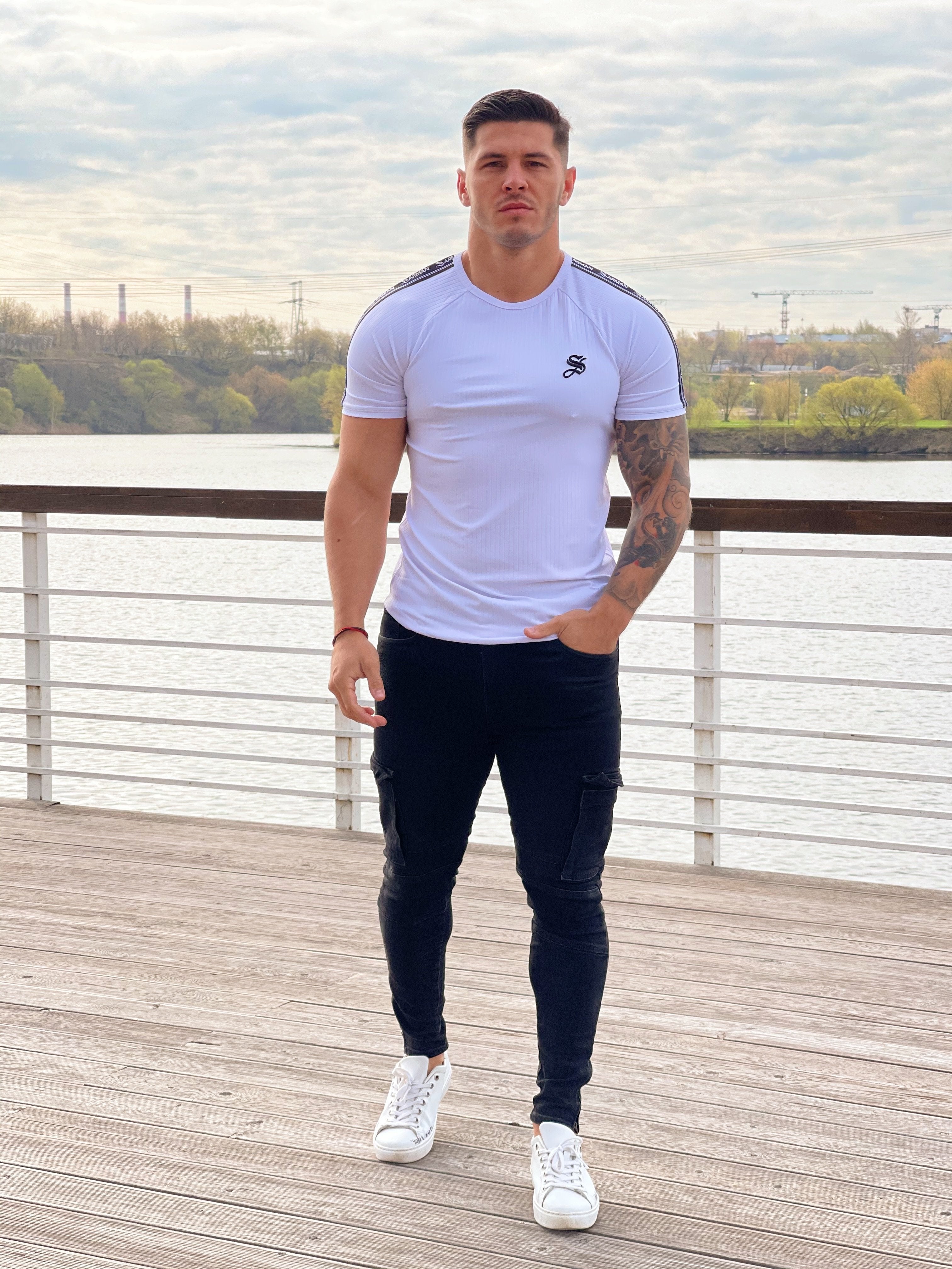 One Half #2 - White T-shirt for Men - Sarman Fashion - Wholesale Clothing Fashion Brand for Men from Canada