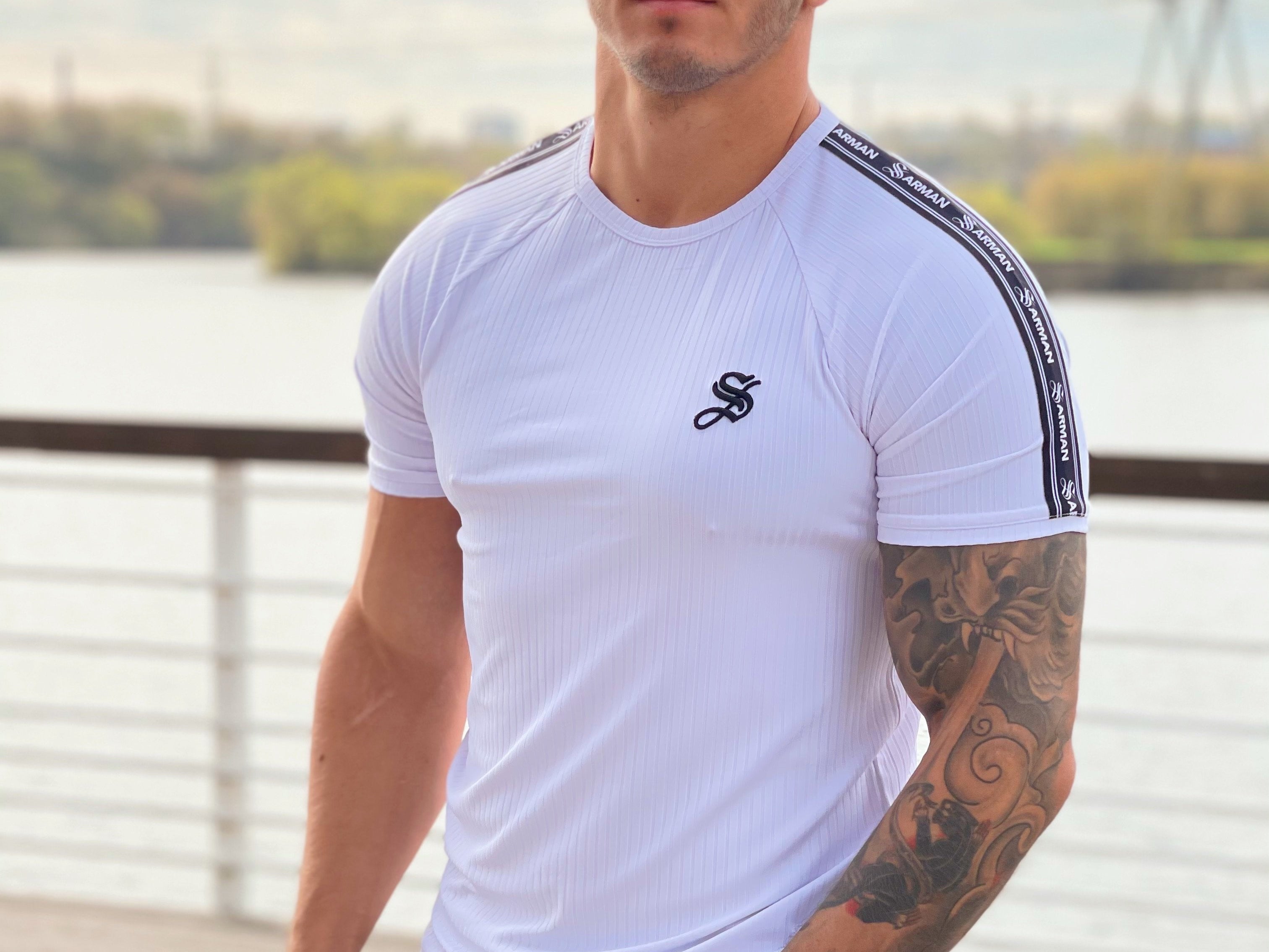 One Half #2 - White T-shirt for Men - Sarman Fashion - Wholesale Clothing Fashion Brand for Men from Canada