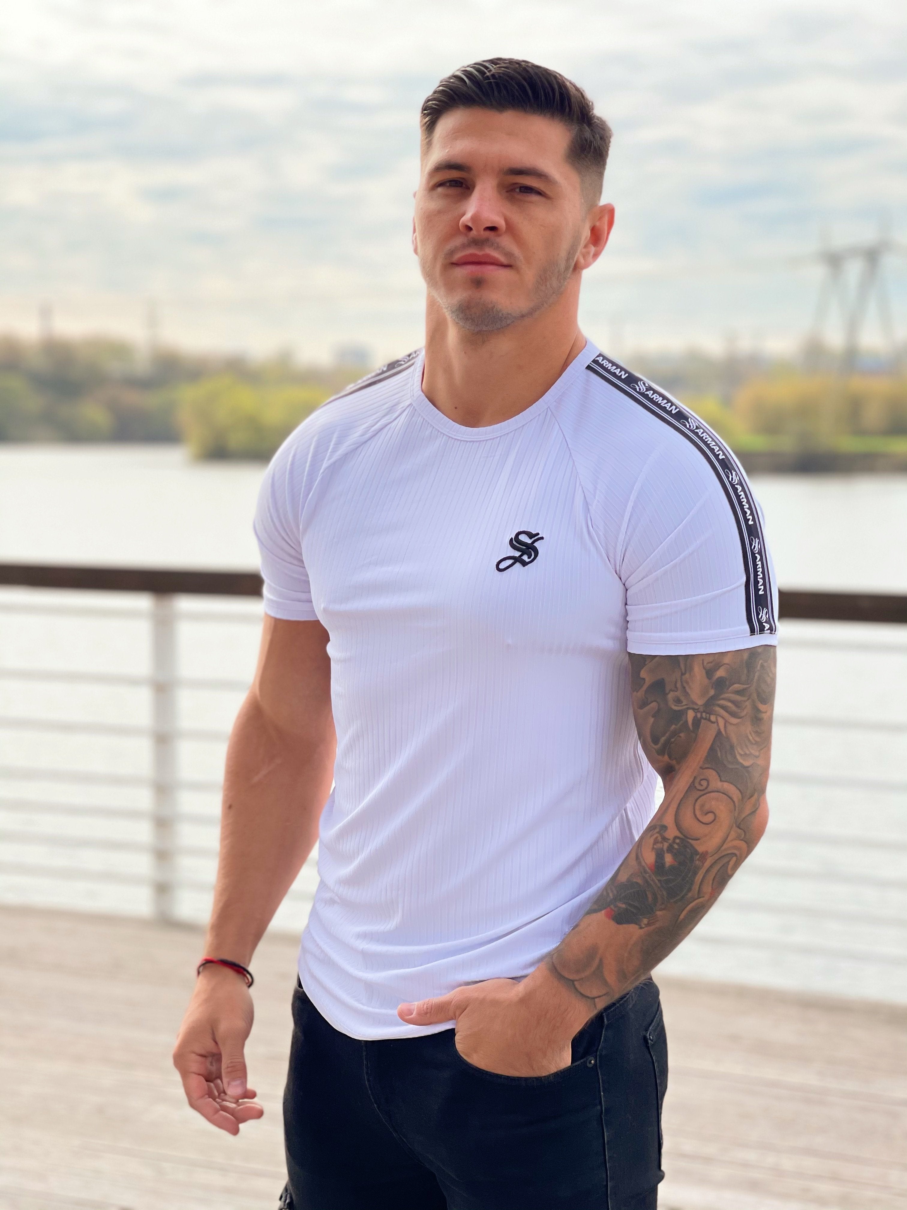 One Half #2 - White T-shirt for Men - Sarman Fashion - Wholesale Clothing Fashion Brand for Men from Canada