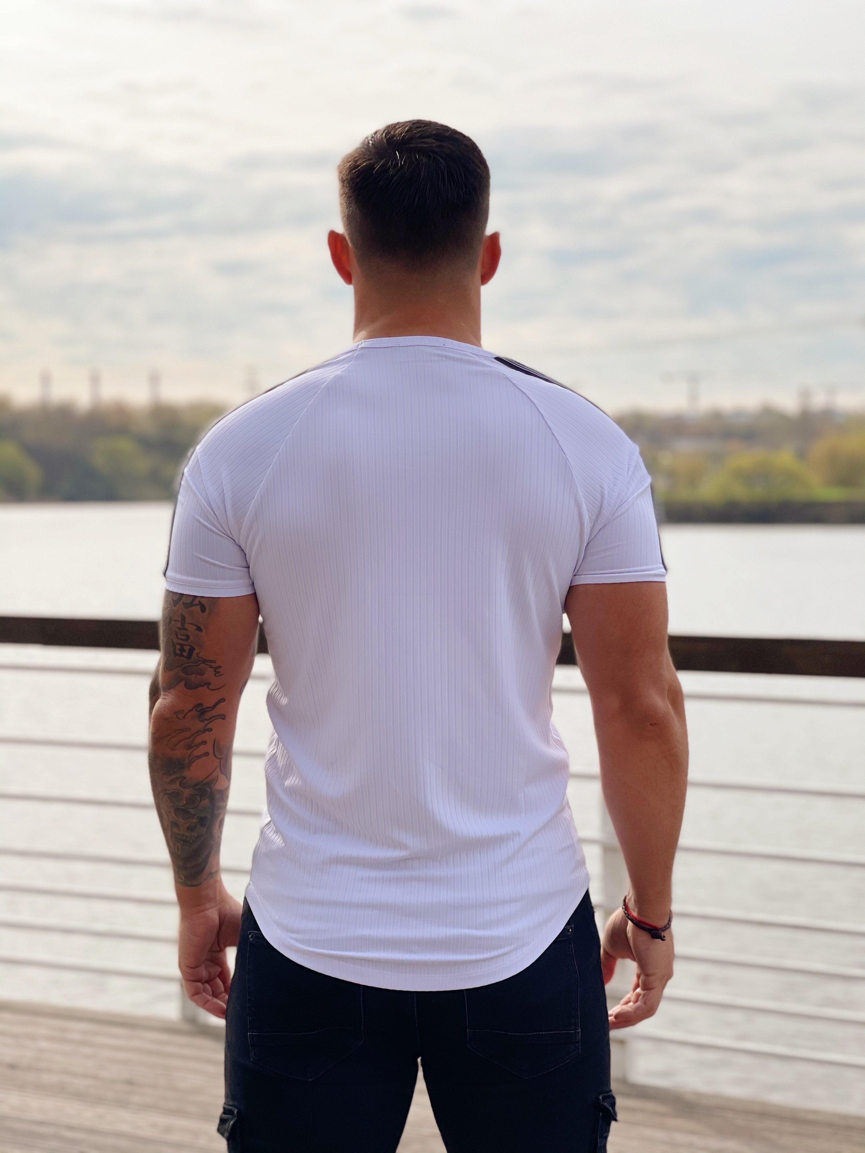 One Half #2 - White T-shirt for Men - Sarman Fashion - Wholesale Clothing Fashion Brand for Men from Canada