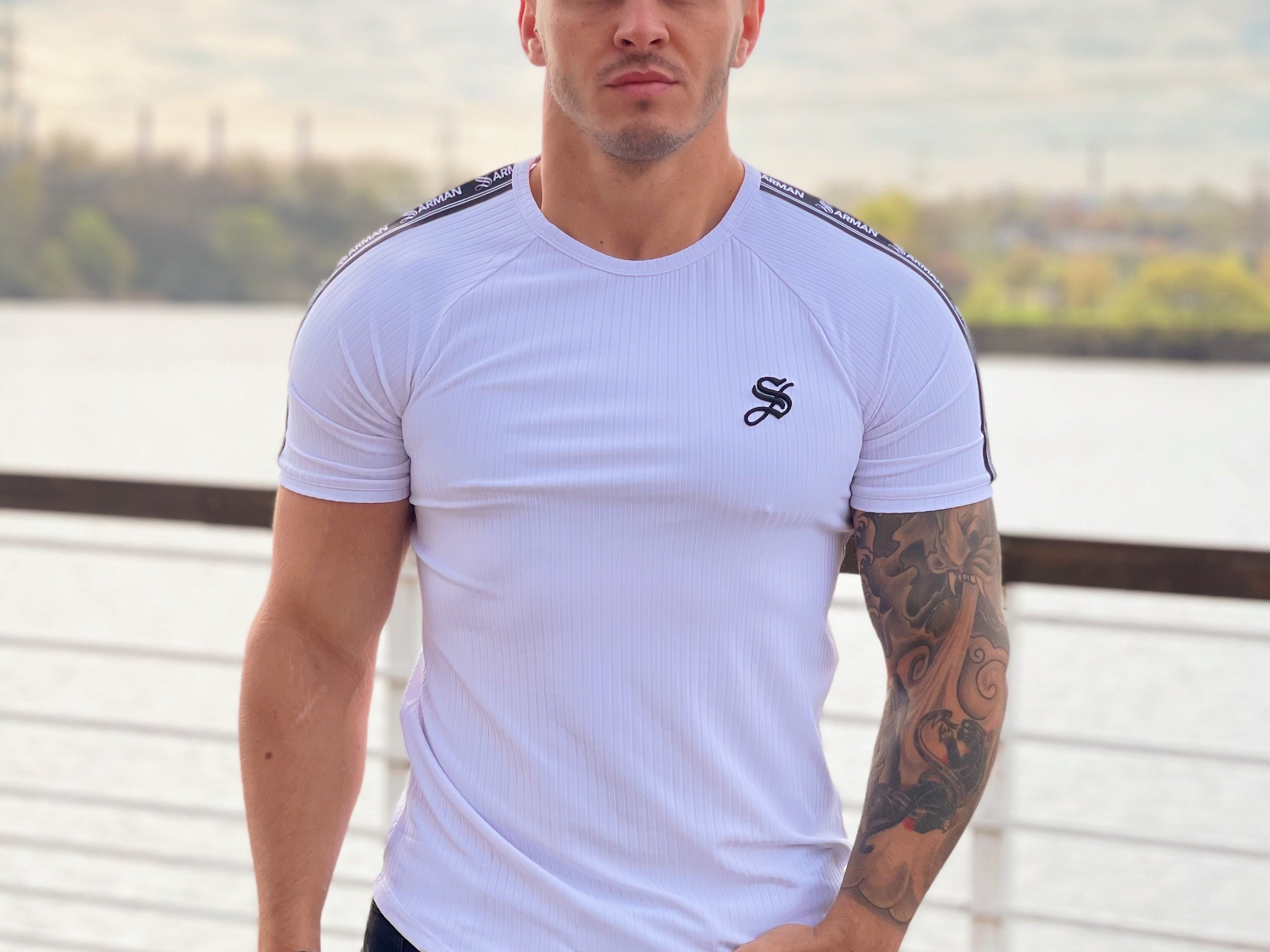 One Half #2 - White T-shirt for Men - Sarman Fashion - Wholesale Clothing Fashion Brand for Men from Canada