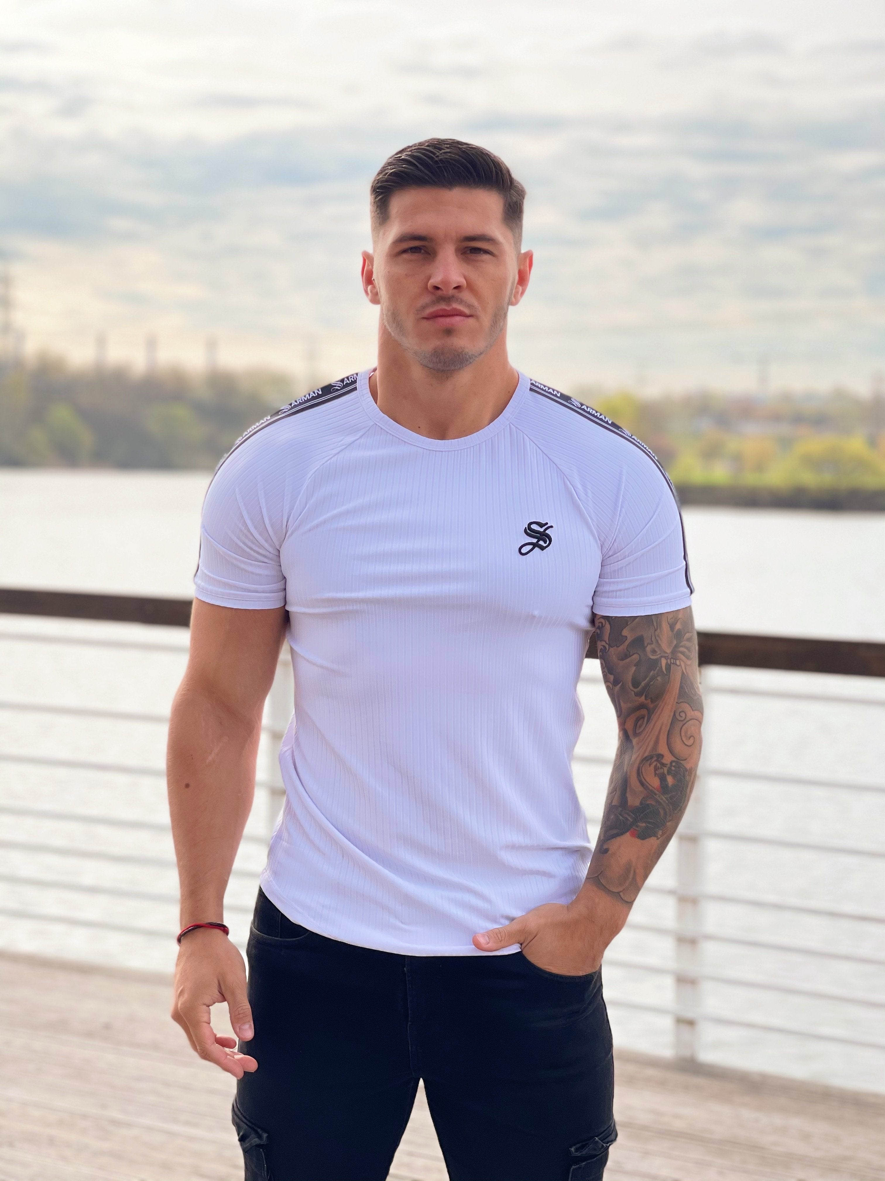 One Half #2 - White T-shirt for Men - Sarman Fashion - Wholesale Clothing Fashion Brand for Men from Canada