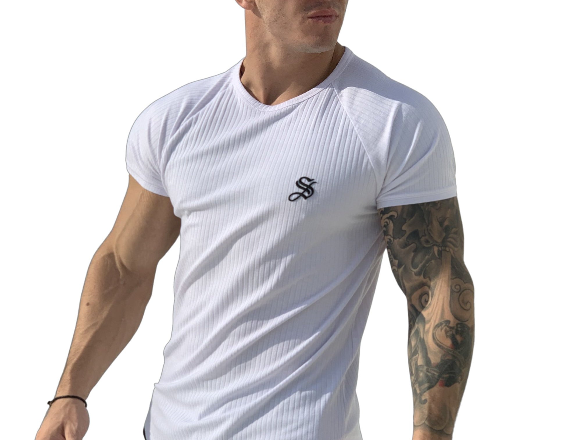 One Half - White T-shirt for Men - Sarman Fashion - Wholesale Clothing Fashion Brand for Men from Canada