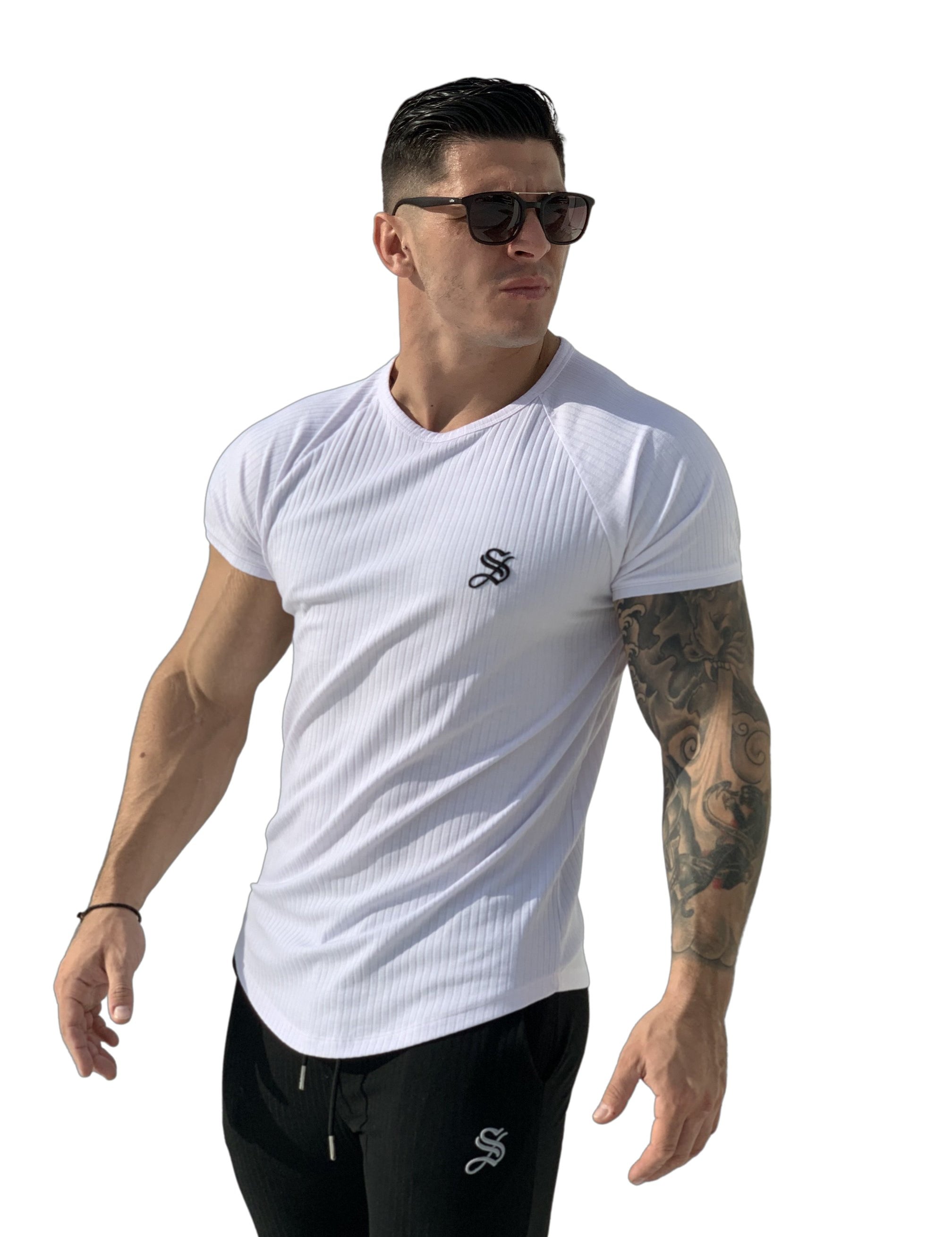 One Half - White T-shirt for Men - Sarman Fashion - Wholesale Clothing Fashion Brand for Men from Canada