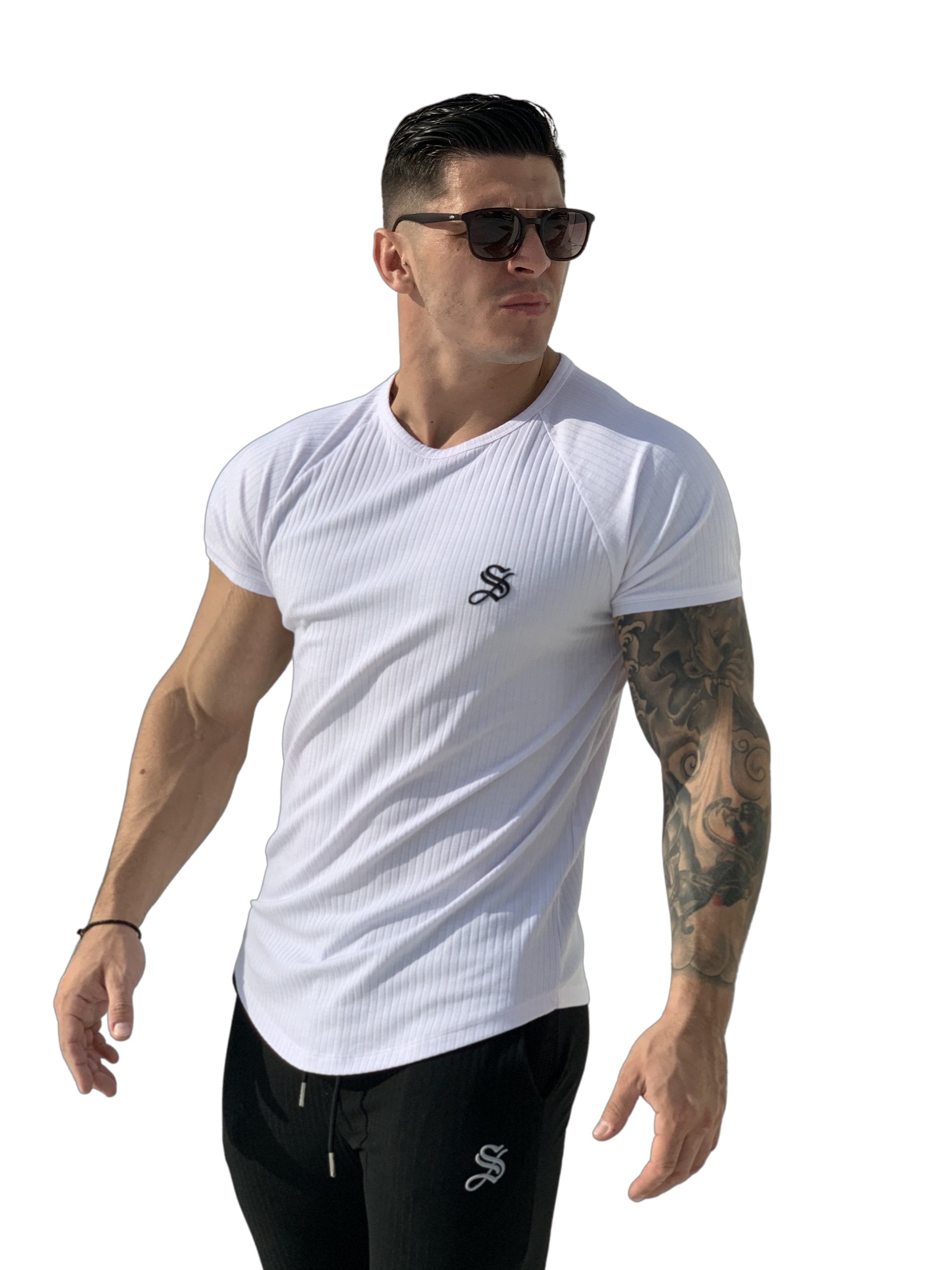 One Half - White T-shirt for Men - Sarman Fashion - Wholesale Clothing Fashion Brand for Men from Canada