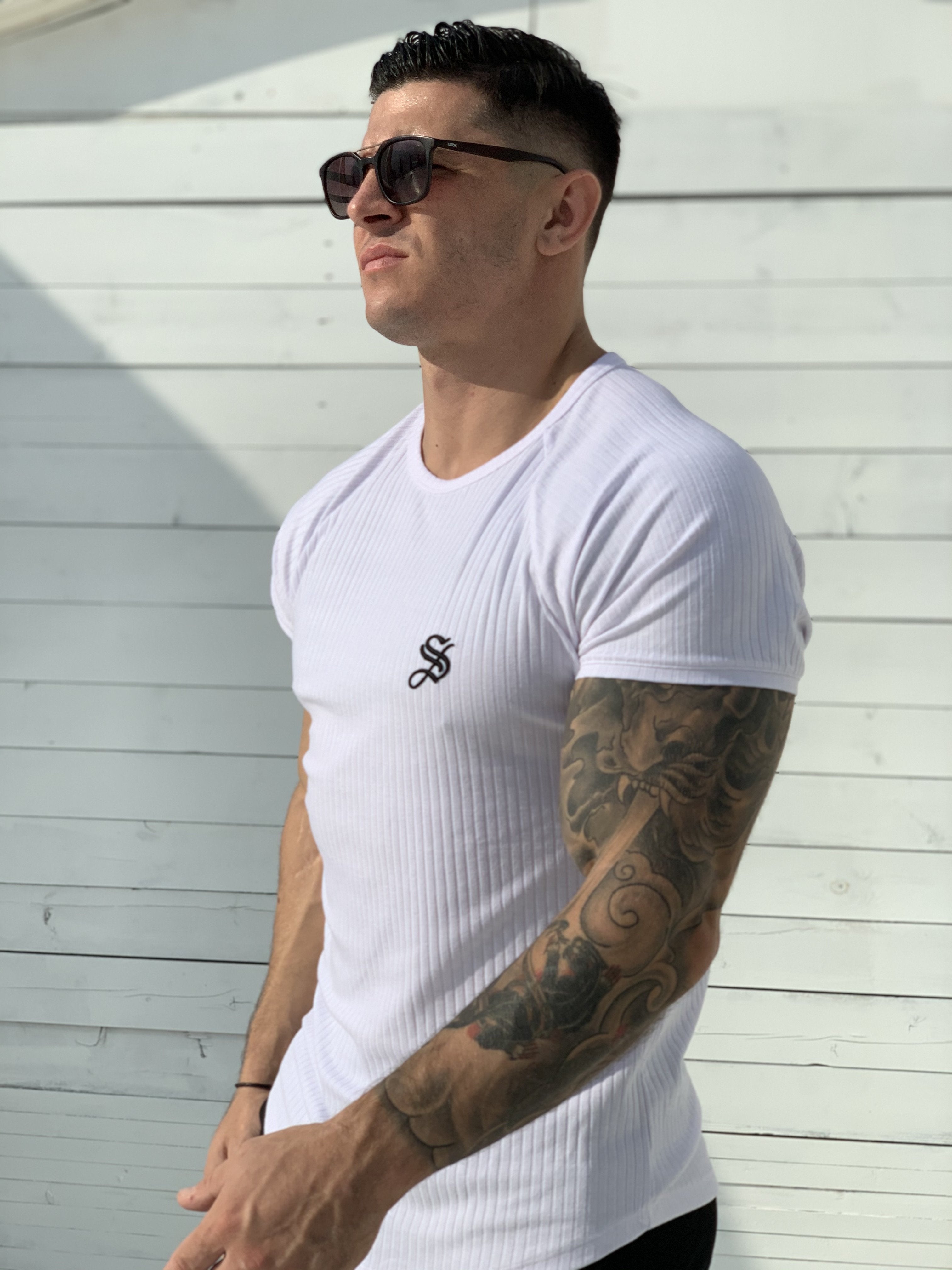 One Half - White T-shirt for Men (PRE-ORDER DISPATCH DATE 1 JUIN 2021) - Sarman Fashion - Wholesale Clothing Fashion Brand for Men from Canada