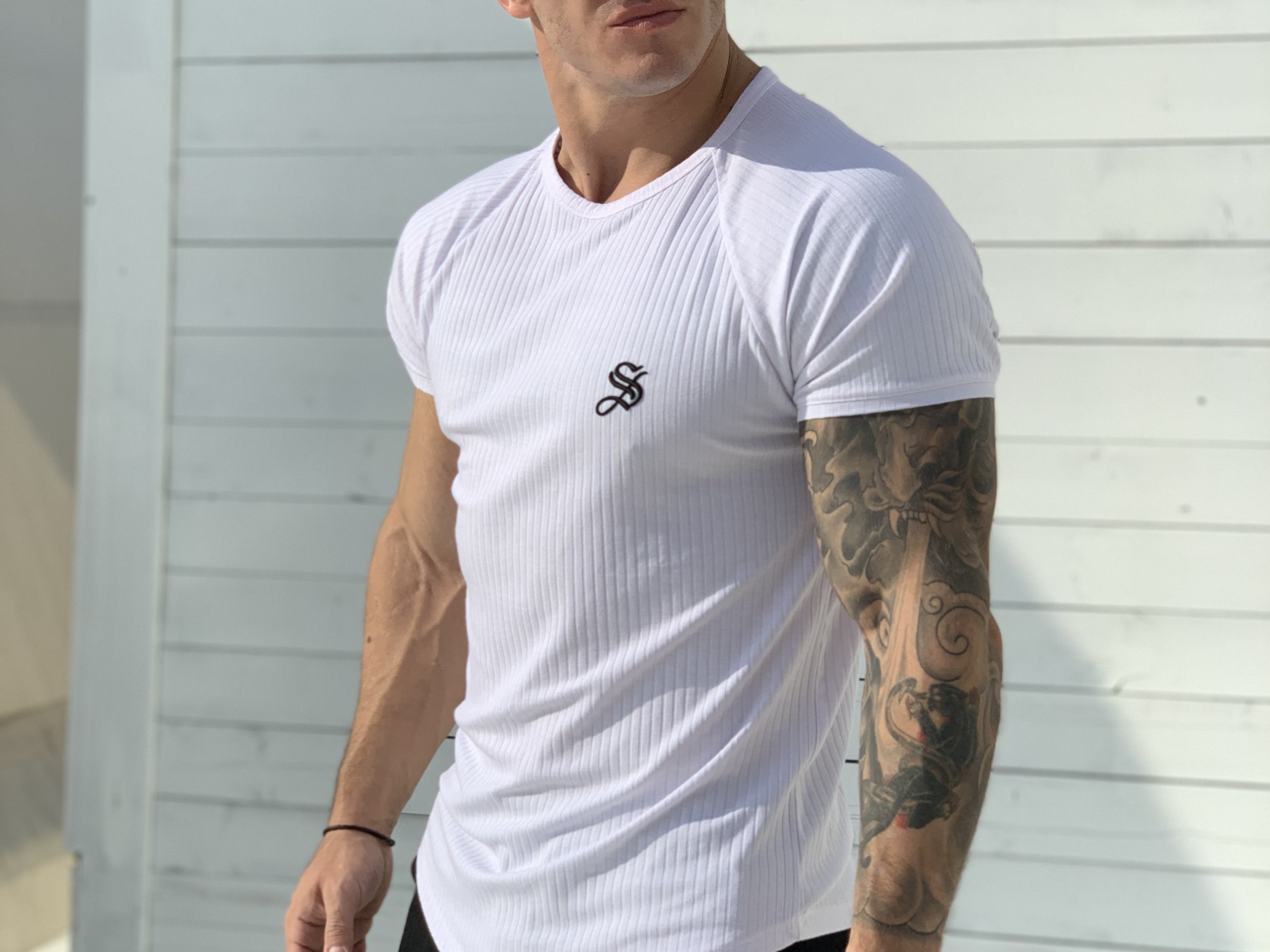 One Half - White T-shirt for Men (PRE-ORDER DISPATCH DATE 1 JUIN 2021) - Sarman Fashion - Wholesale Clothing Fashion Brand for Men from Canada