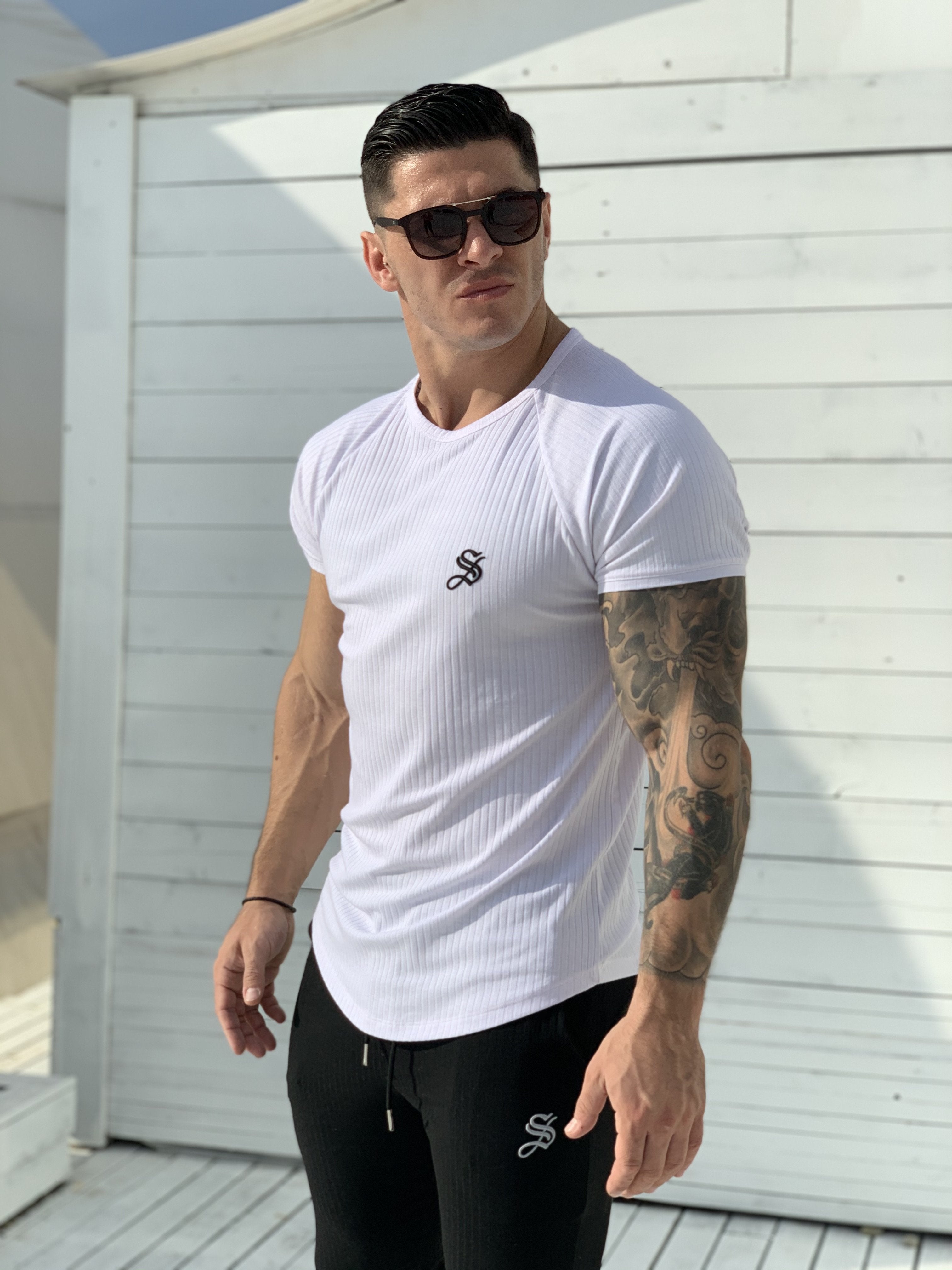 One Half - White T-shirt for Men (PRE-ORDER DISPATCH DATE 1 JUIN 2021) - Sarman Fashion - Wholesale Clothing Fashion Brand for Men from Canada