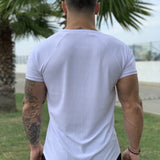 One Half - White T-shirt for Men (PRE-ORDER DISPATCH DATE 1 JUIN 2021) - Sarman Fashion - Wholesale Clothing Fashion Brand for Men from Canada