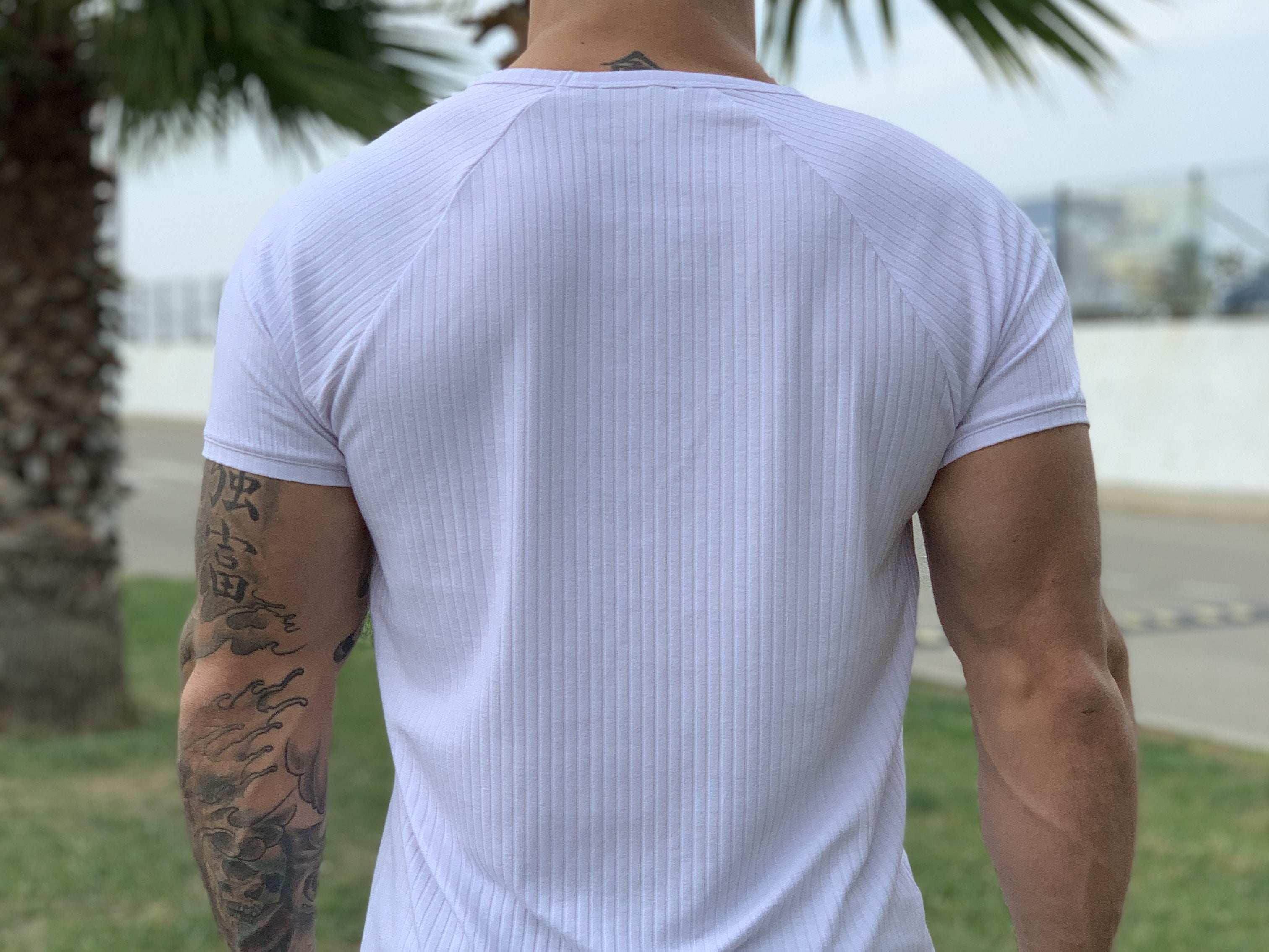 One Half - White T-shirt for Men (PRE-ORDER DISPATCH DATE 1 JUIN 2021) - Sarman Fashion - Wholesale Clothing Fashion Brand for Men from Canada